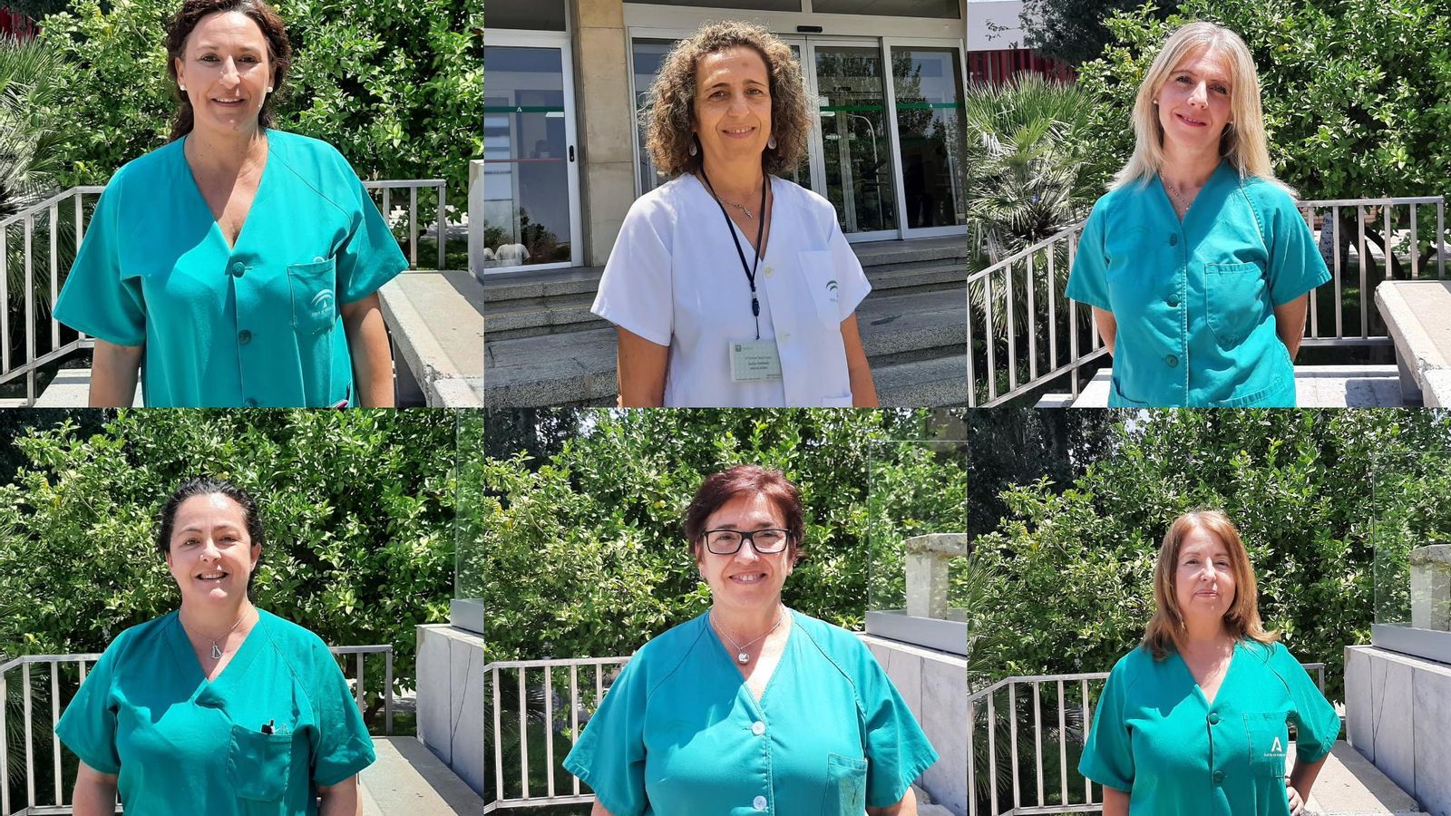 Arriba: Isabel Garrido, Lola Falcón y Maite Domínguez. Abajo: Esther Monje, Cinta Díaz y Angélica Ríos.