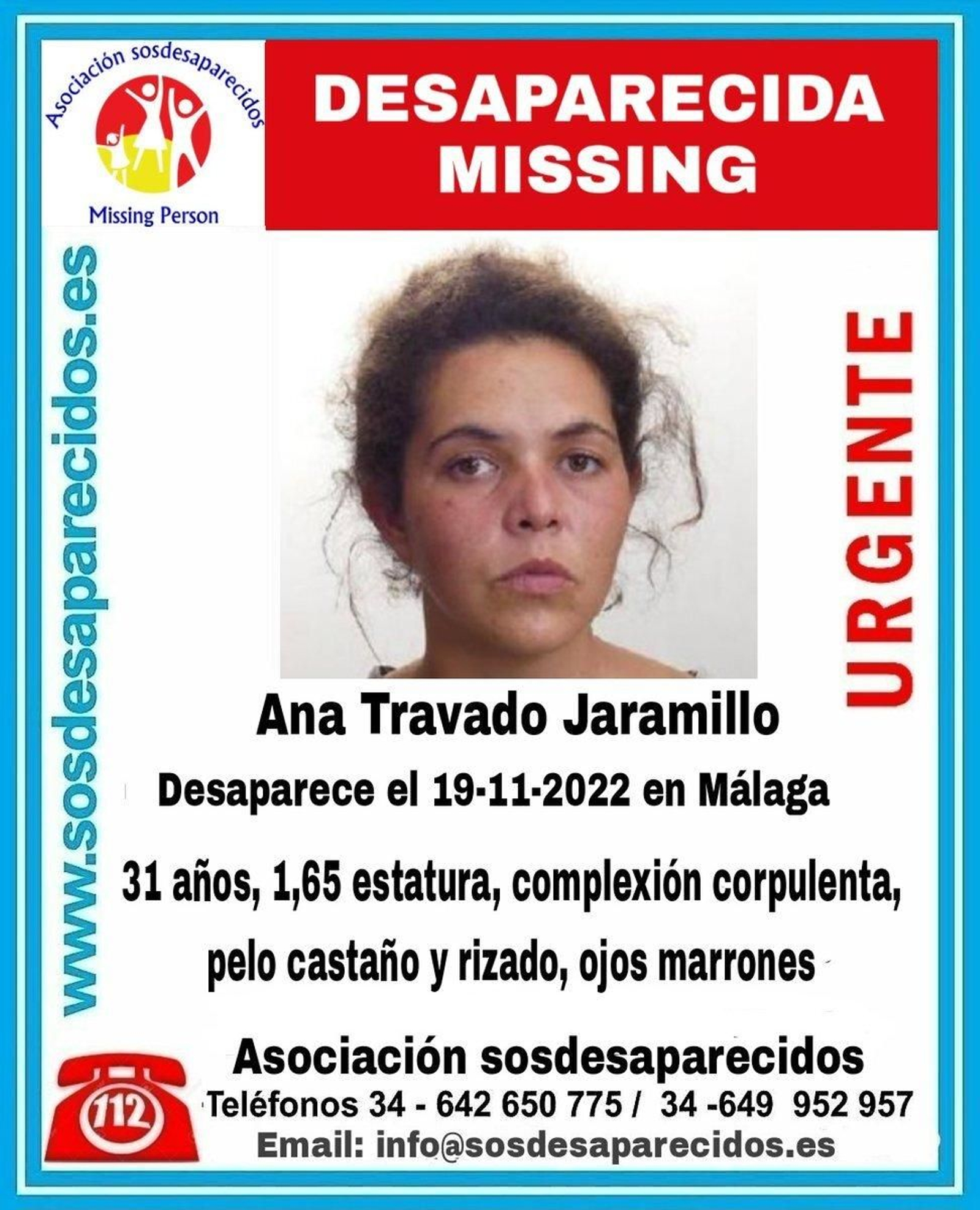 Ana Travado Jaramillo, desaparecida hace un mes en Málaga.