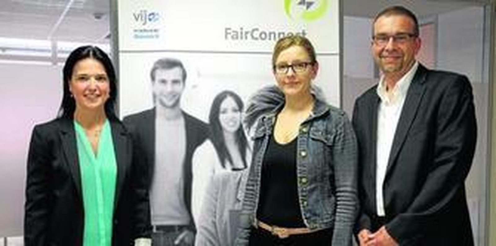 Los miembros de VIJ-Stuttgart Yolanda Romero, coordinadora en España, Caty Dreisörner, coordinadora del programa FairConnect, y Kai Schneider, director general.