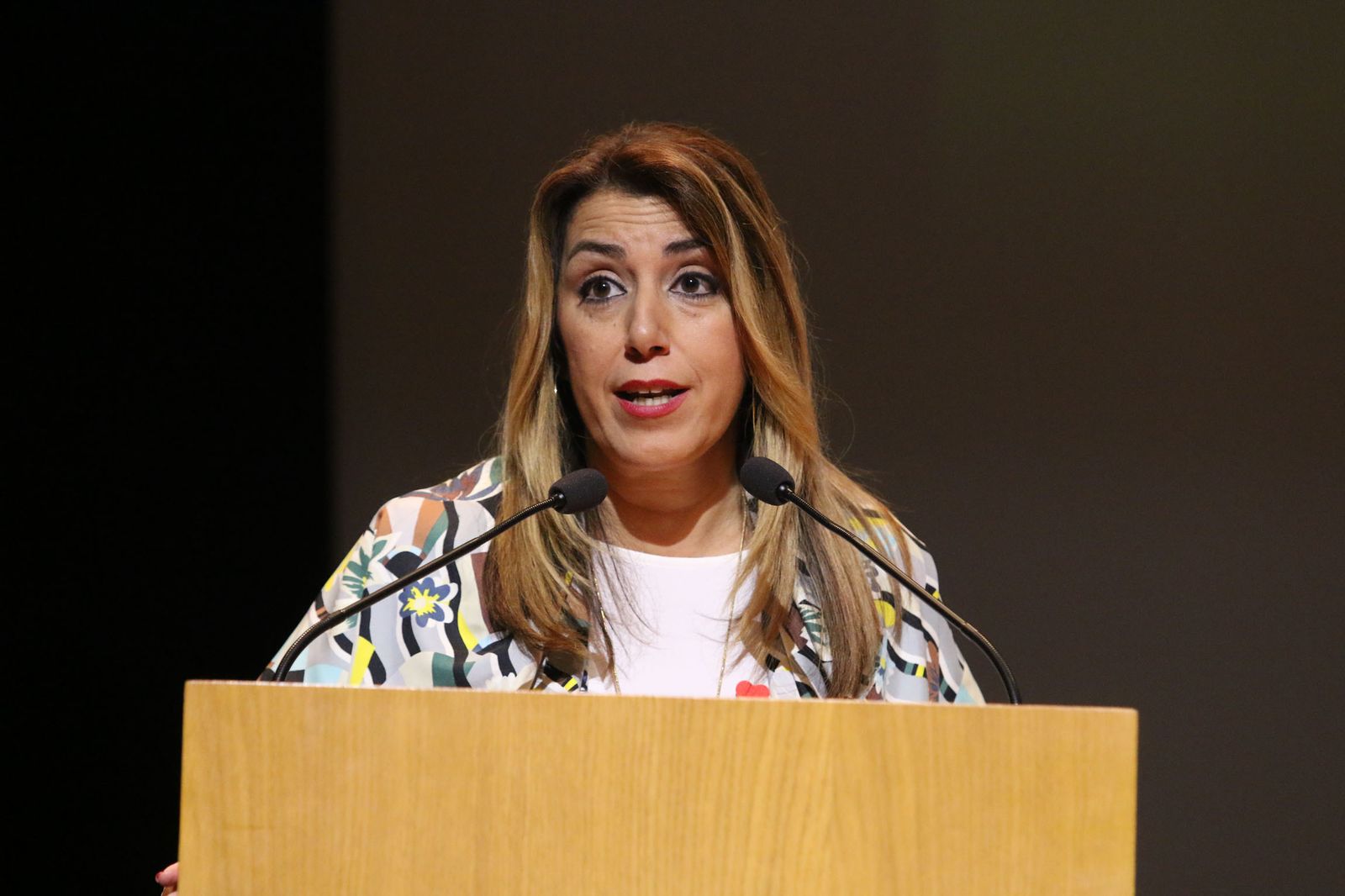 Susana Díaz, presidenta de la Junta, durante un acto de precampaña.