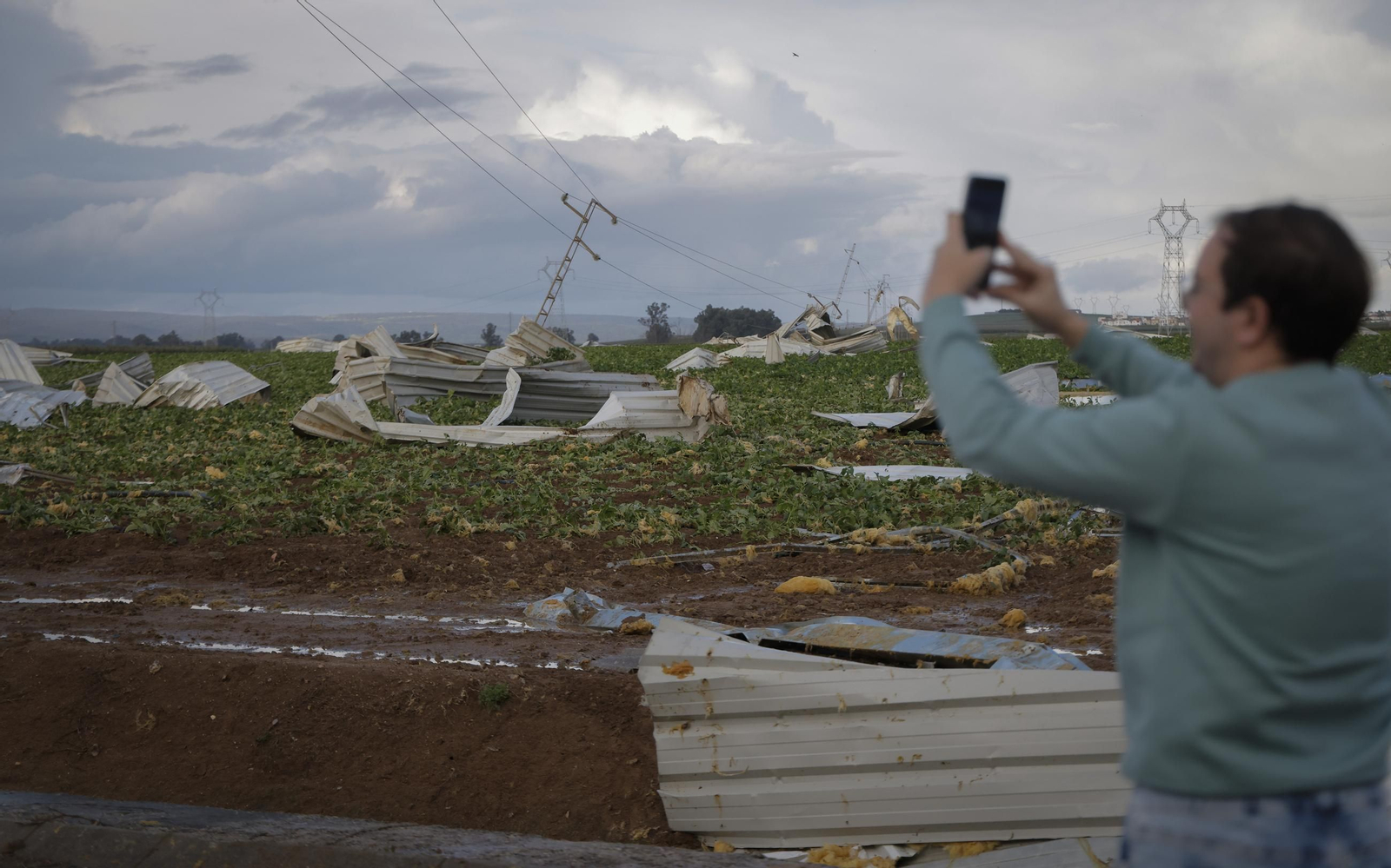 Las fotos del paso de un tornado por Alcalá del Río