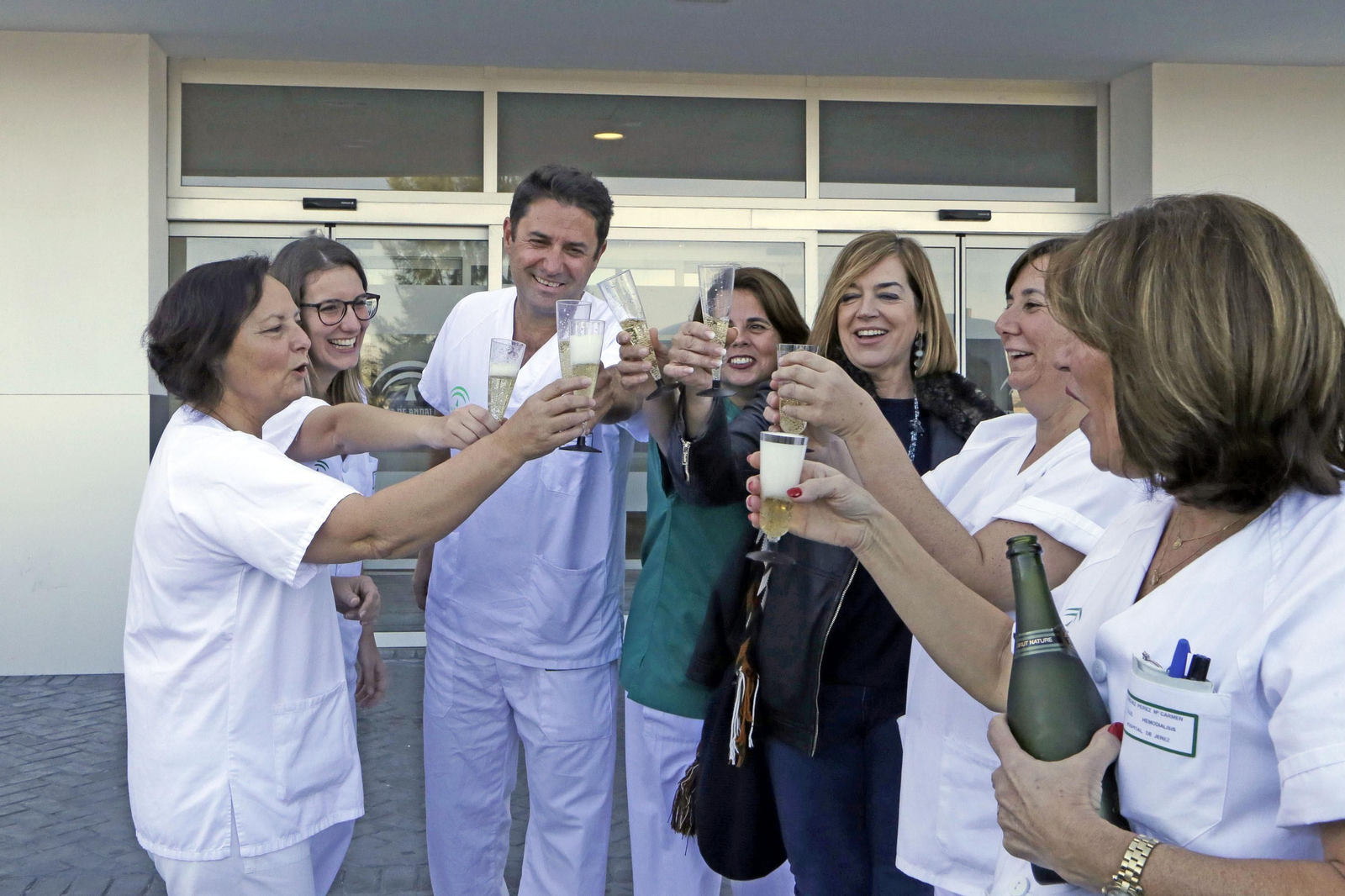 Varias trabajadores de la planta de Diálisis del Hospital de Jerez, agraciados el año pasado en el Sorteo de Navidad