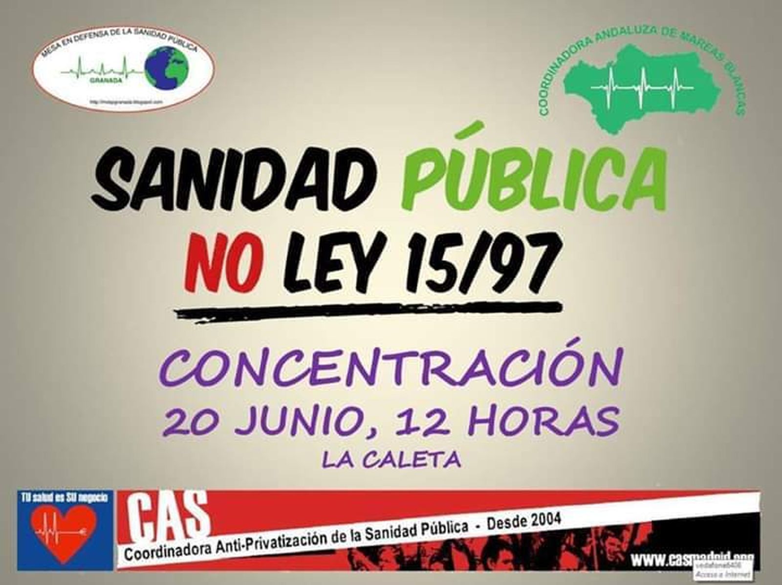 Cartel de la protesta por una sanidad pública universal