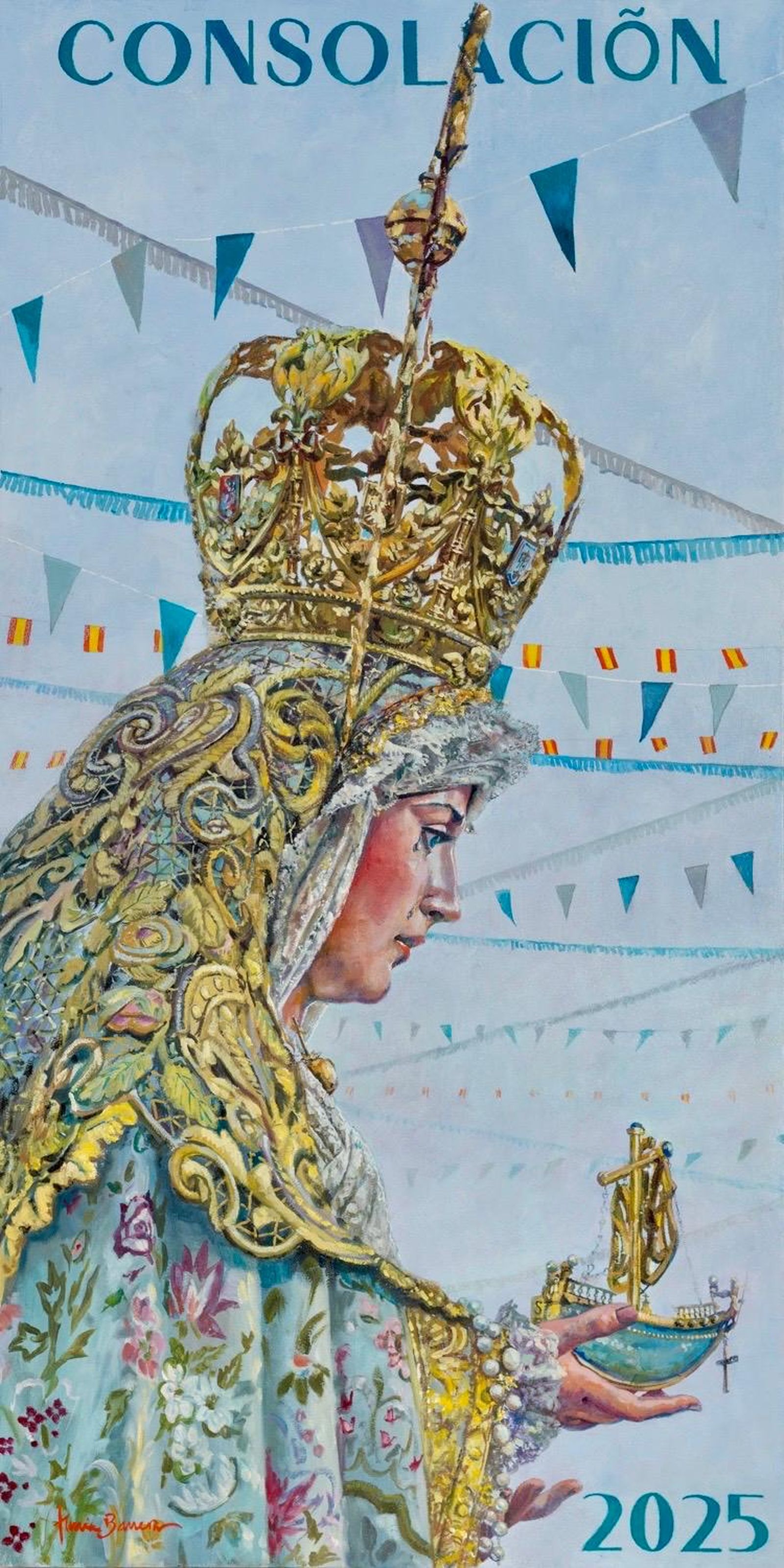 La dolorosa protagoniza, de perfil, este cartel de formato vertical