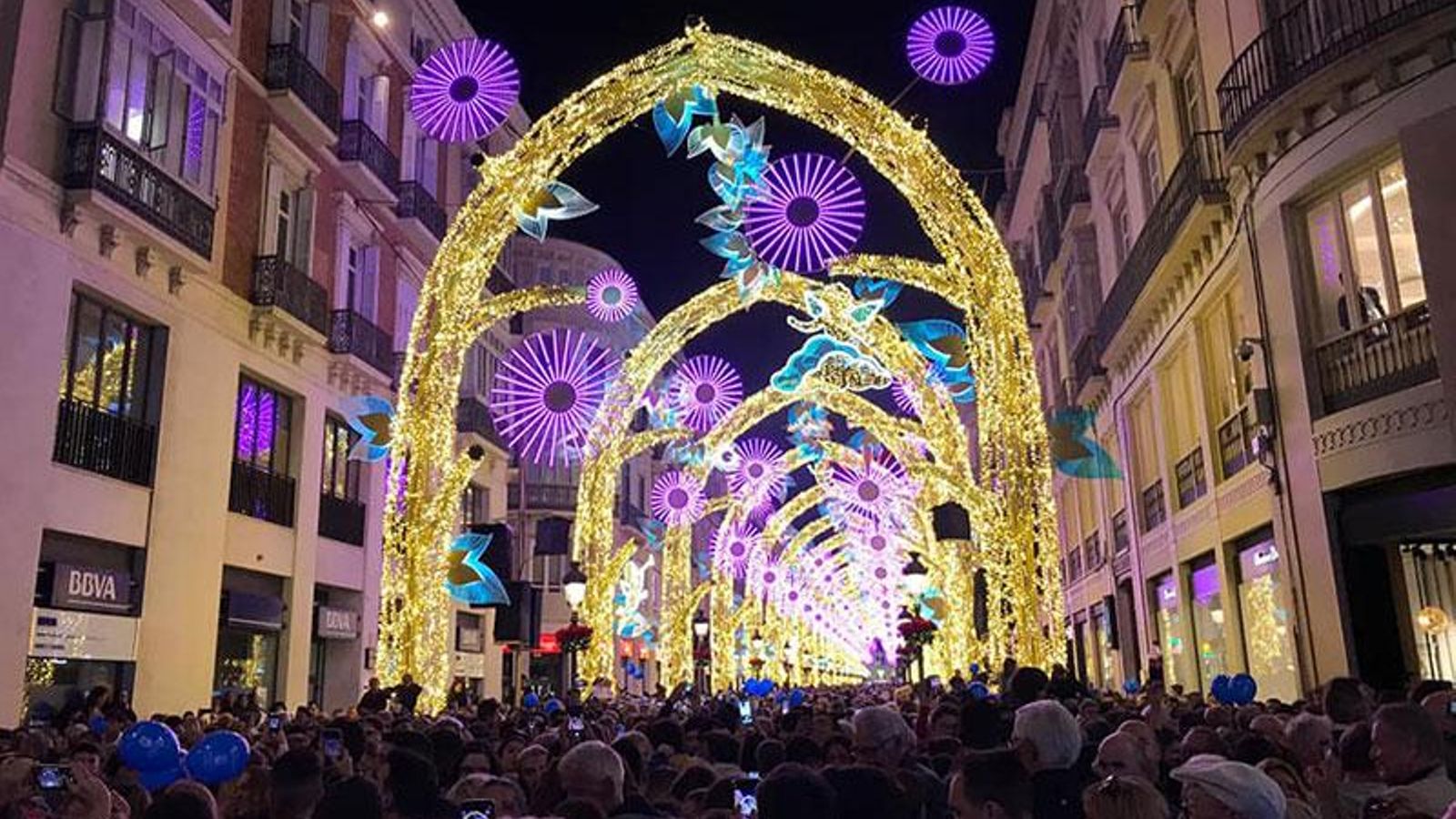 Arco navideño de la calle Larios, en Málaga.