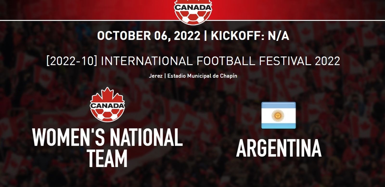 La federación de Canadá ha informado de los dos partidos que va a jugar la selección femenina en Chapín.