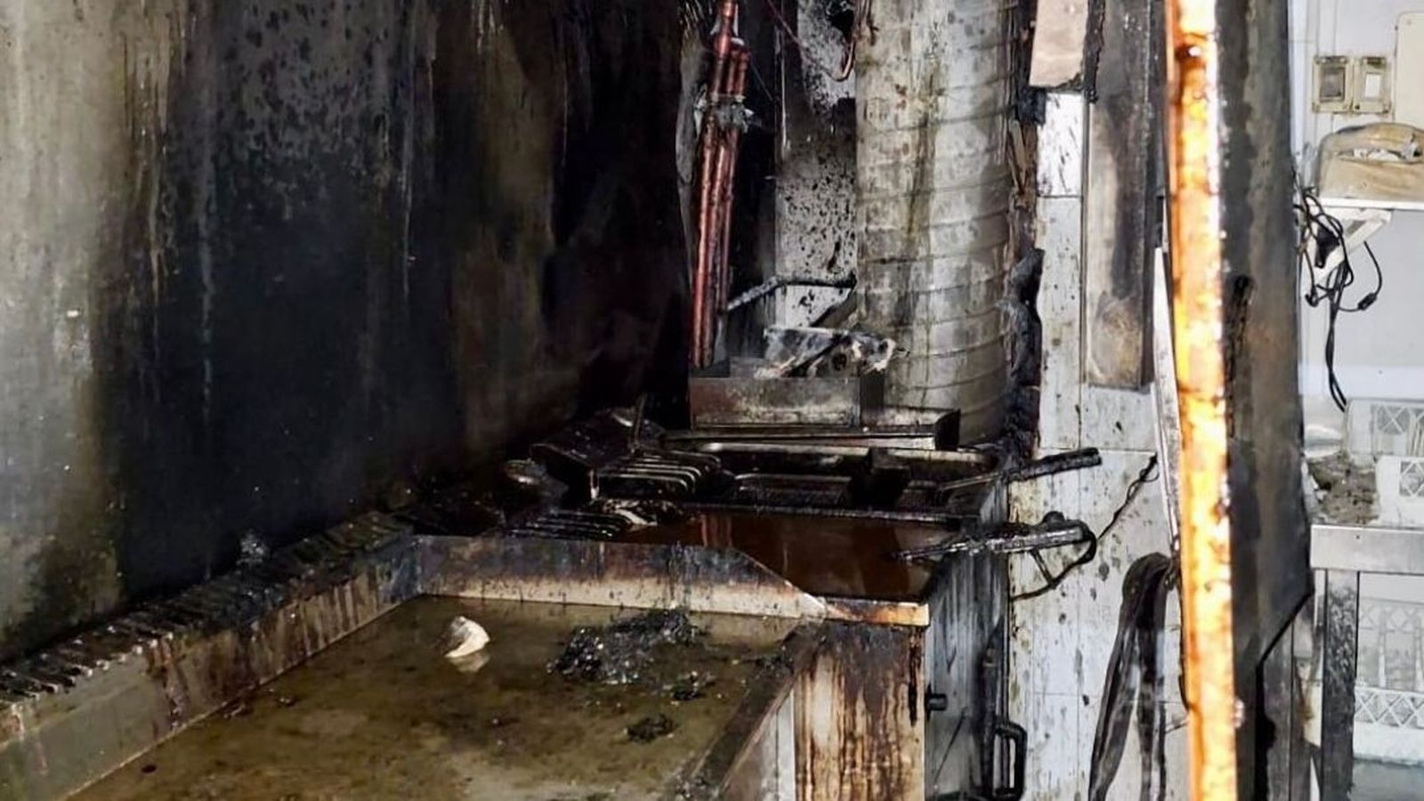 La cocina del establecimiento, donde se originó el incendio.