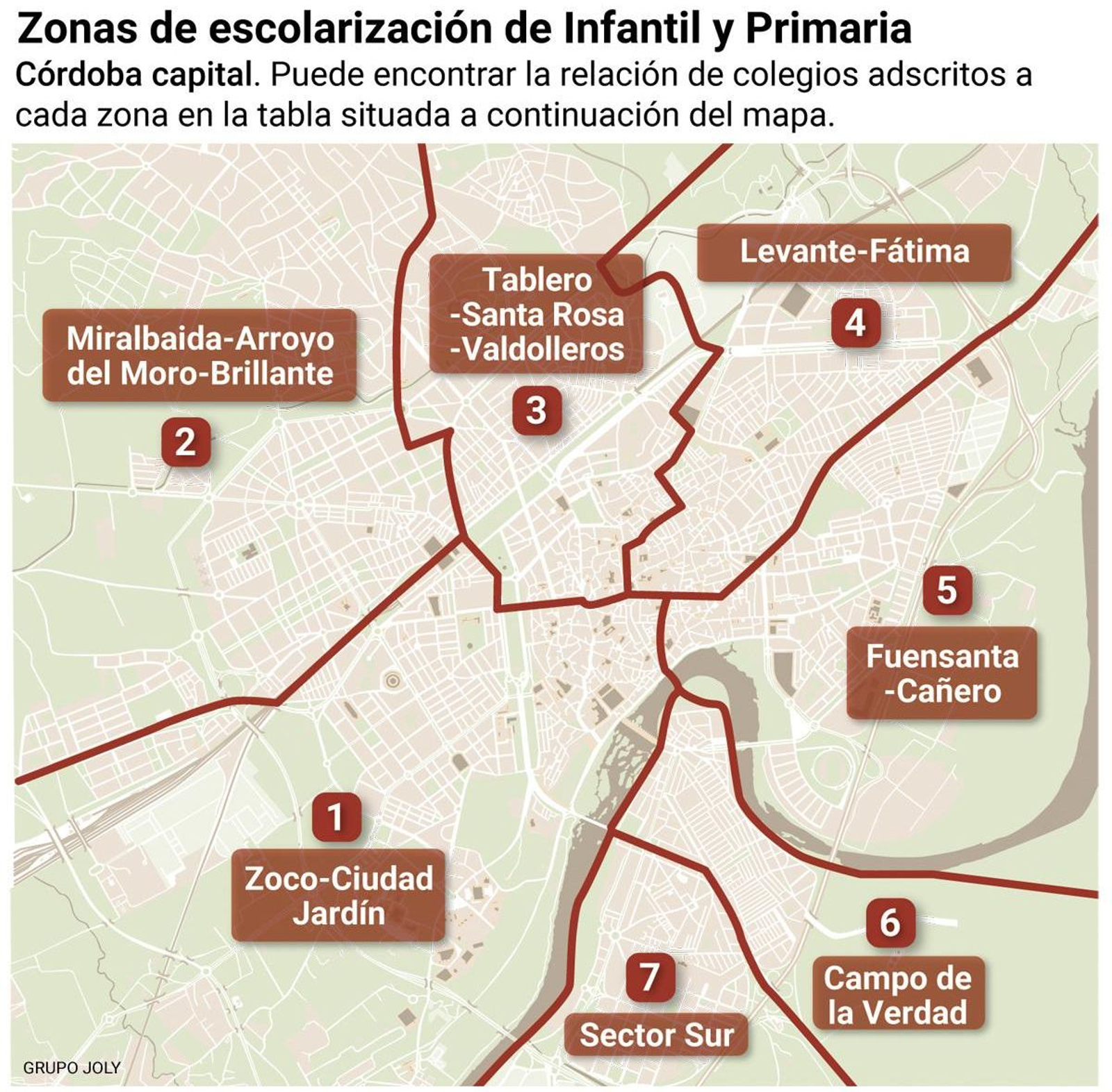 Mapa con las zonas de escolarización de Infantil y Primaria Mapa con las zonas de escolarización de Infantil y Primaria