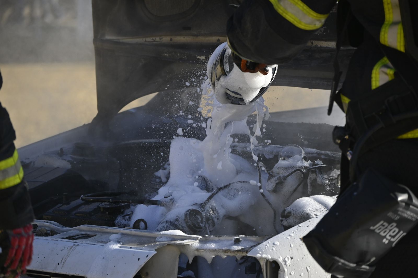 Imágenes del simulacro de incendio en el Funcadia