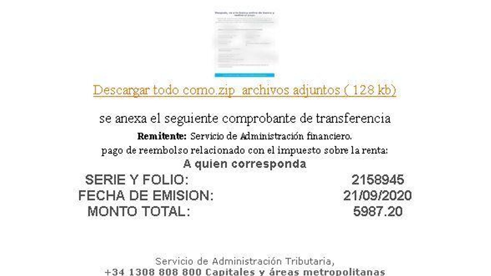 Supuesto comprobante de transferencia.