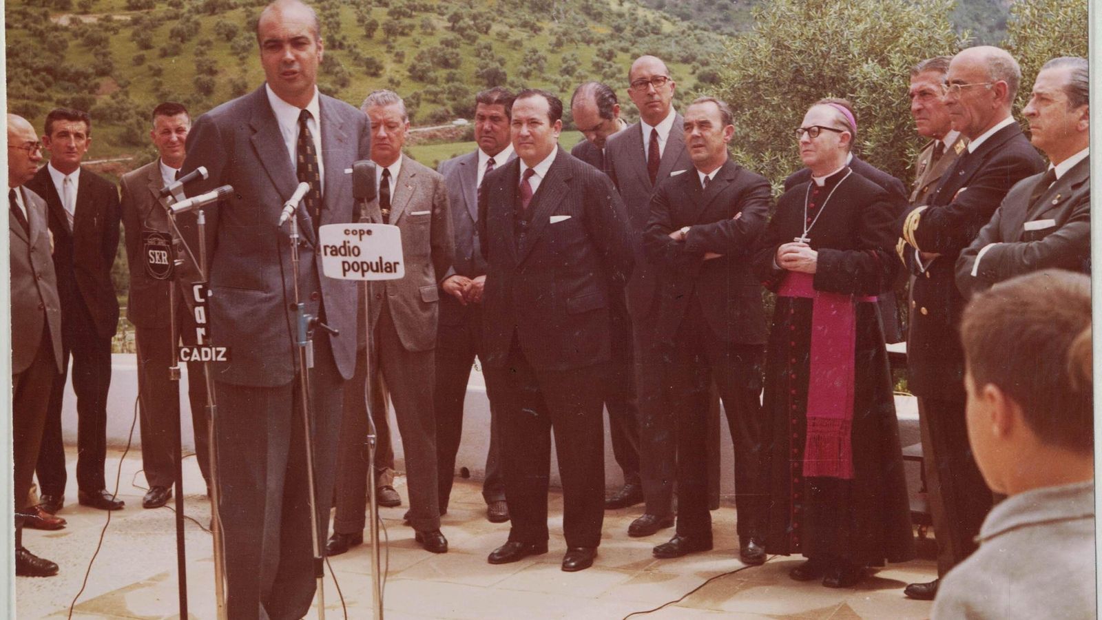 El ministro franquista Alfredo Sánchez Bella, durante la inauguración.
