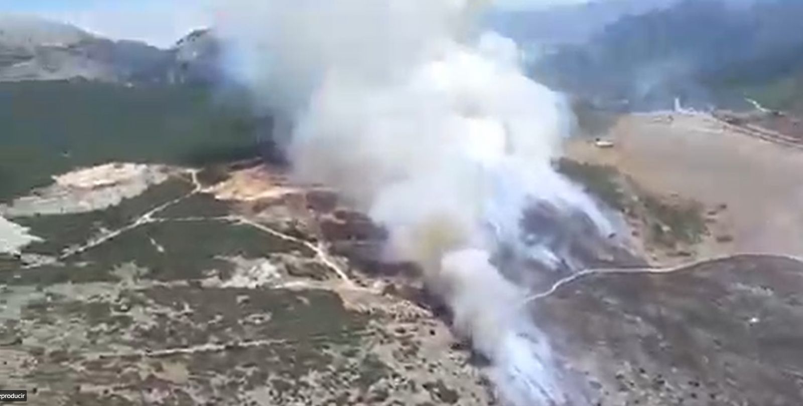 Vista aérea del incendio.