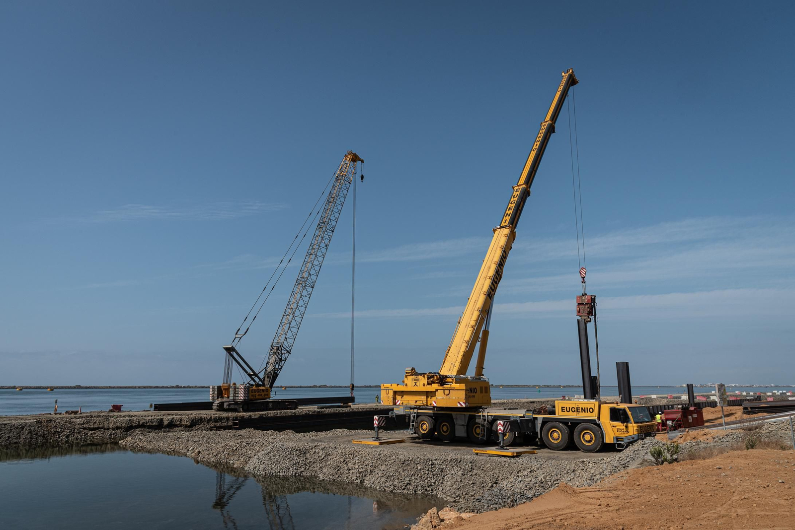 Imágenes de a obra de ampliación del muelle sur del Puerto de Huelva
