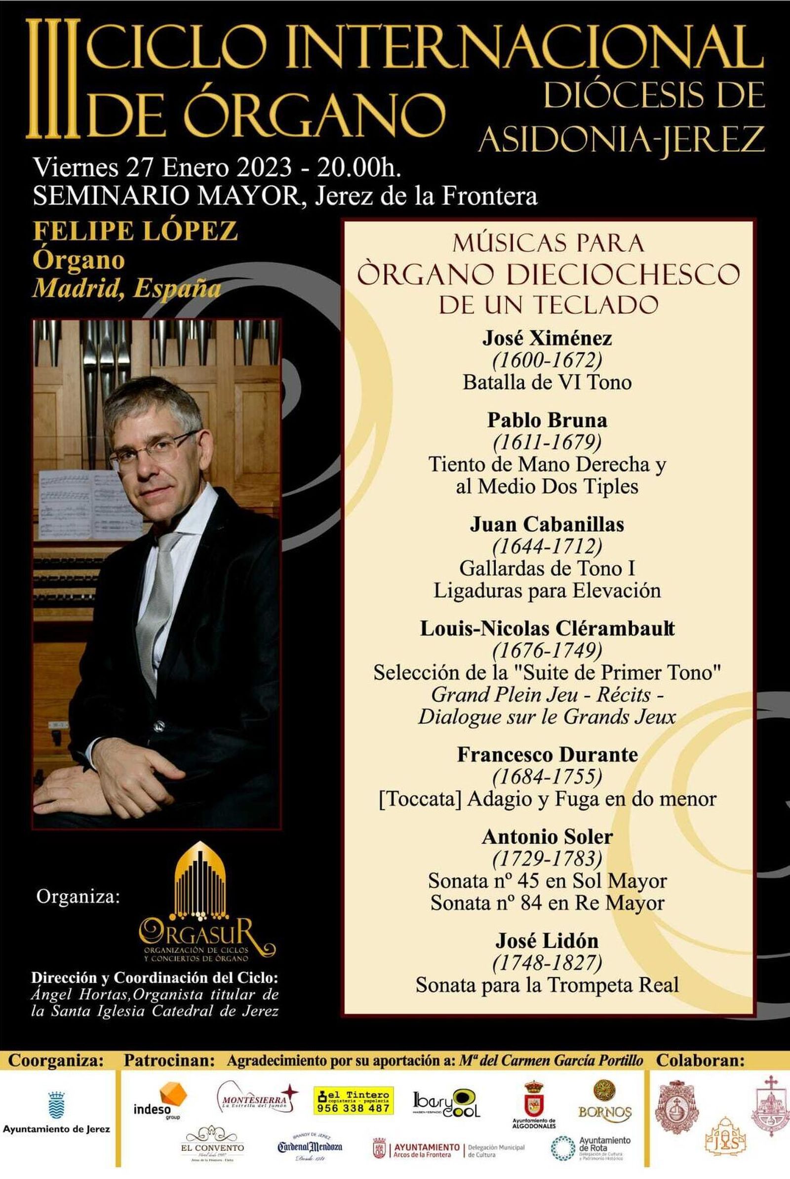 Detalle del cartel en el que se ve al organista.