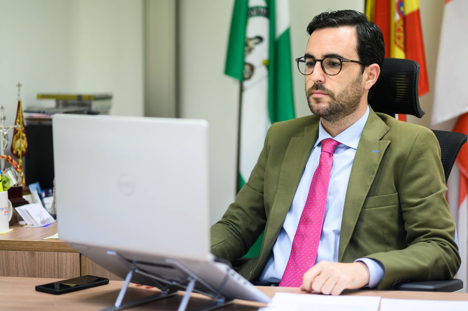 Carlos Sánchez, concejal de Promoción de la Ciudad, en el Pleno telemático