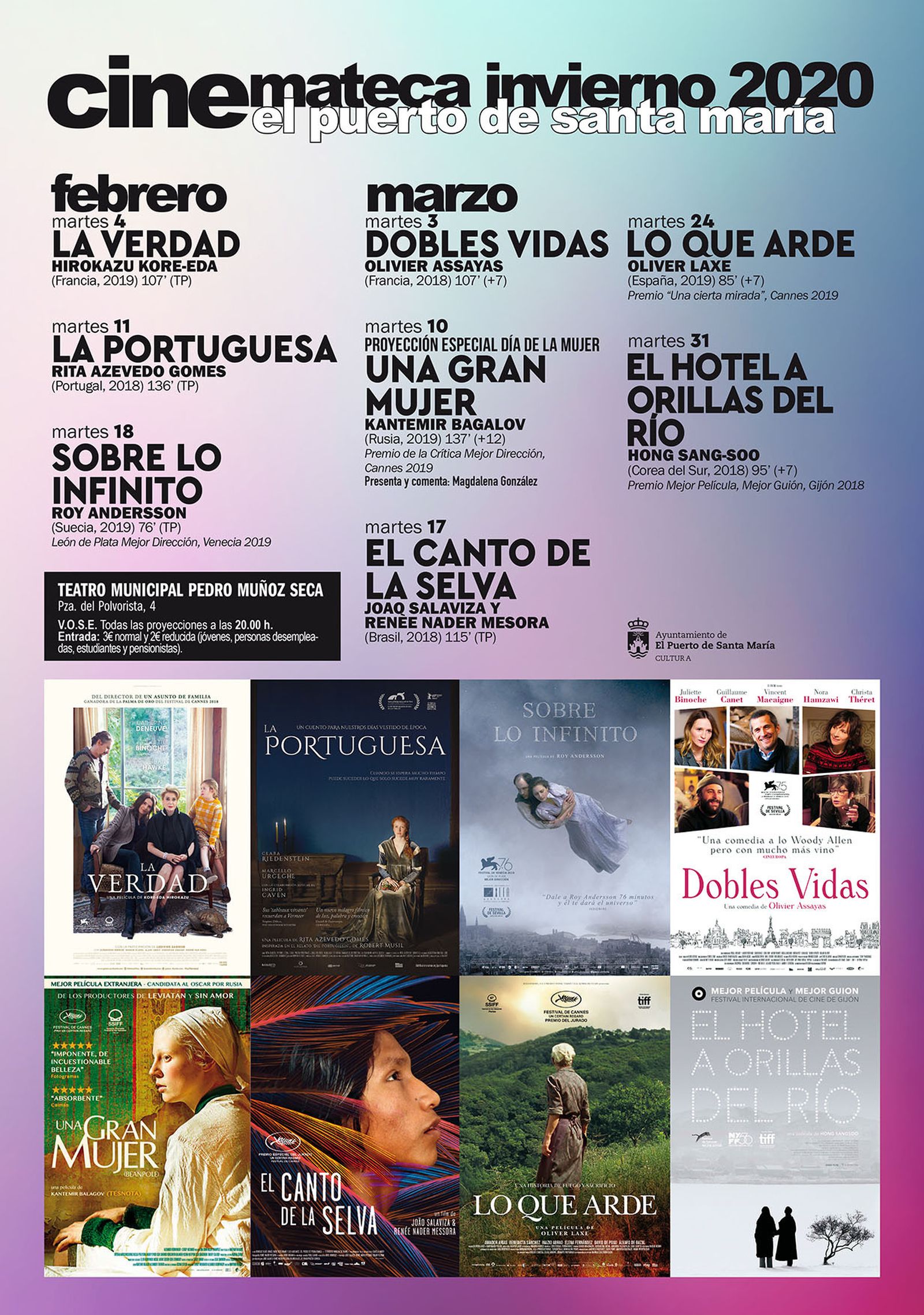 El cartel con los filmes y las fechas de la Cinemateca de Invierno.