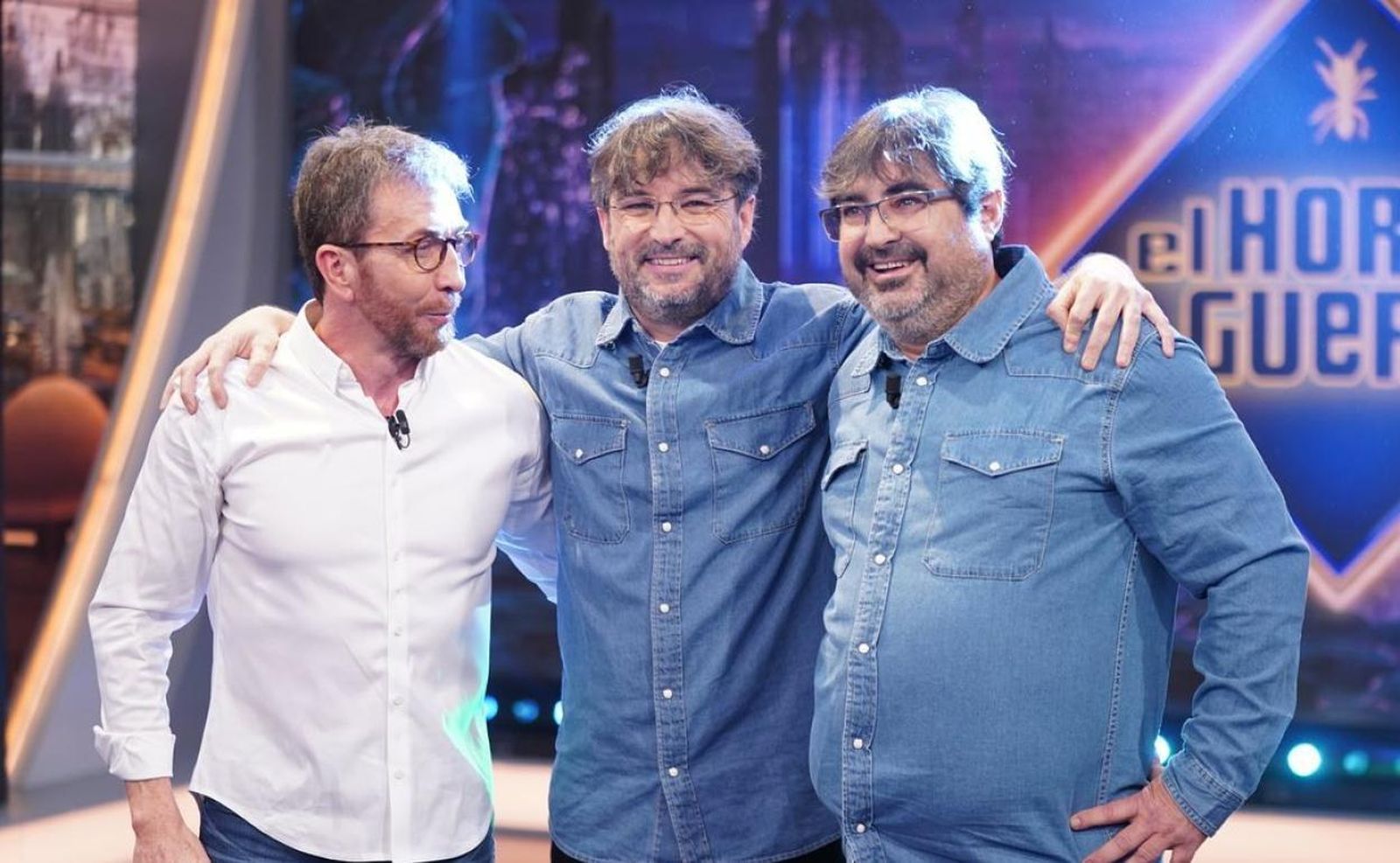 Jordi Évole en un anterior 'El Hormiguero', con Pablo Motos y con su doble, Paco