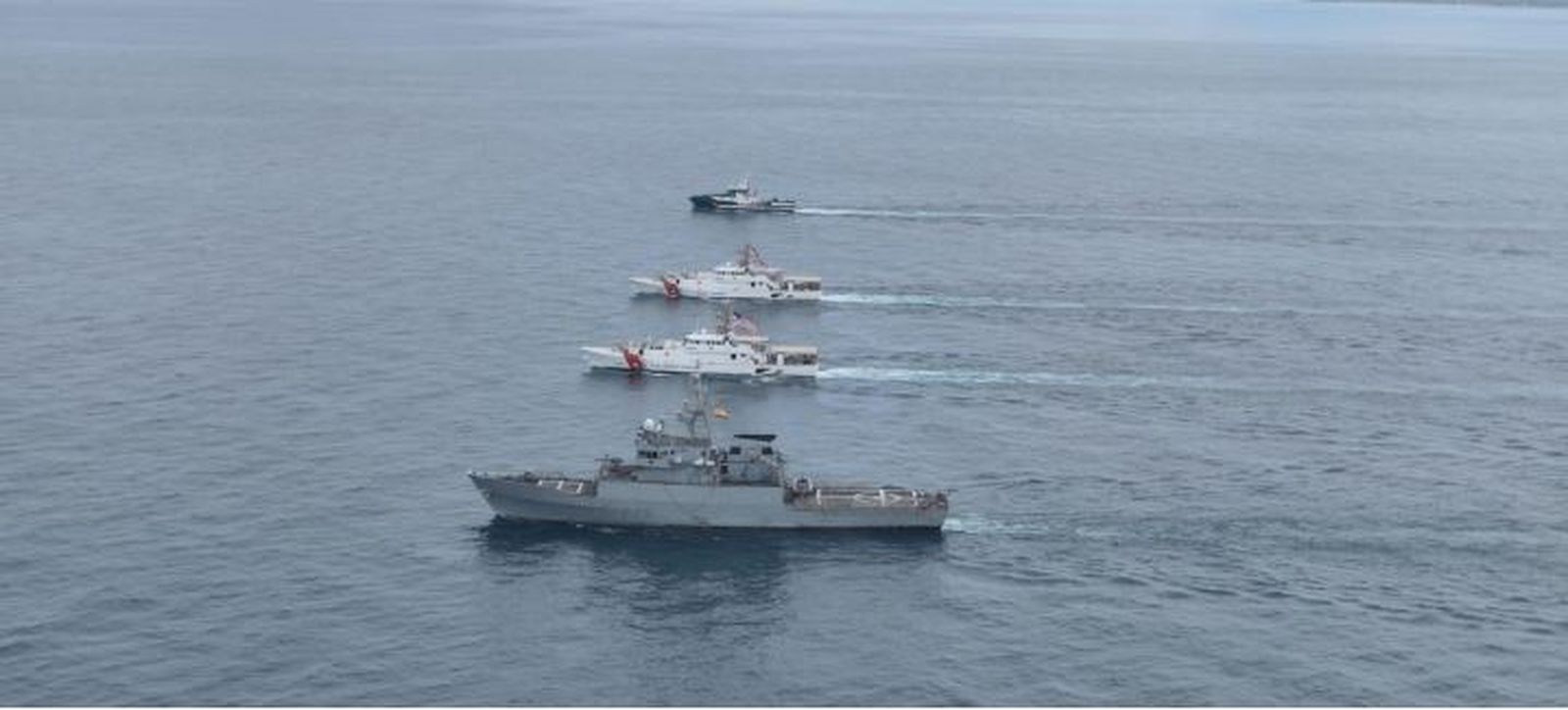 Las patrulleras que participaron en el adiestramiento en aguas del golfo de Cádiz.