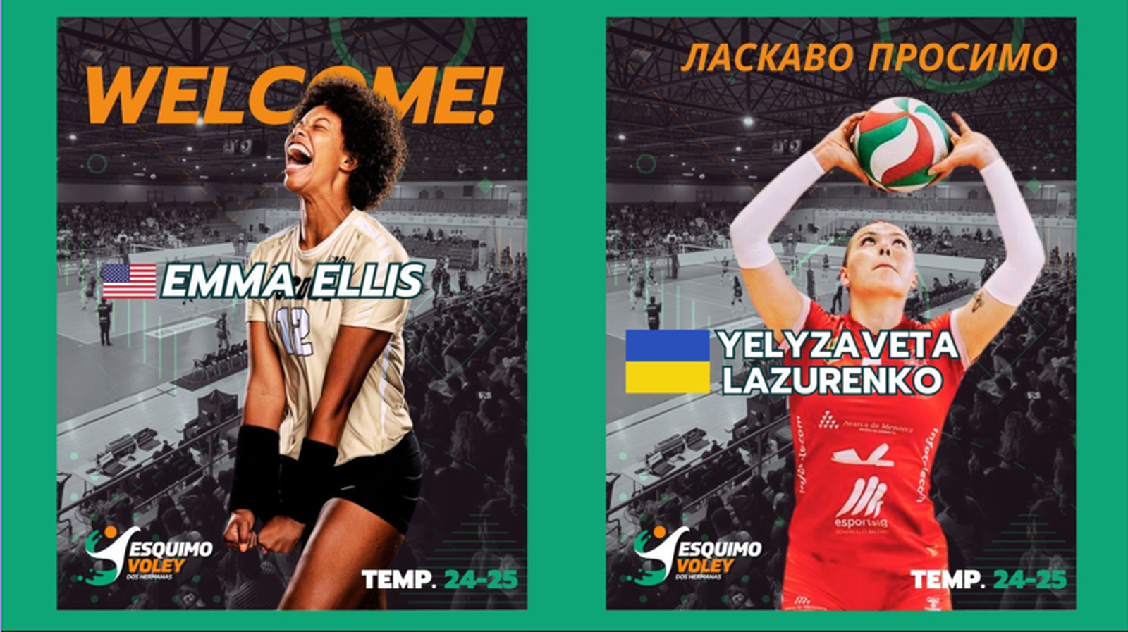 Anuncios del CAV Esquimo con las incorporaciones de Ellis y Lazurenko.