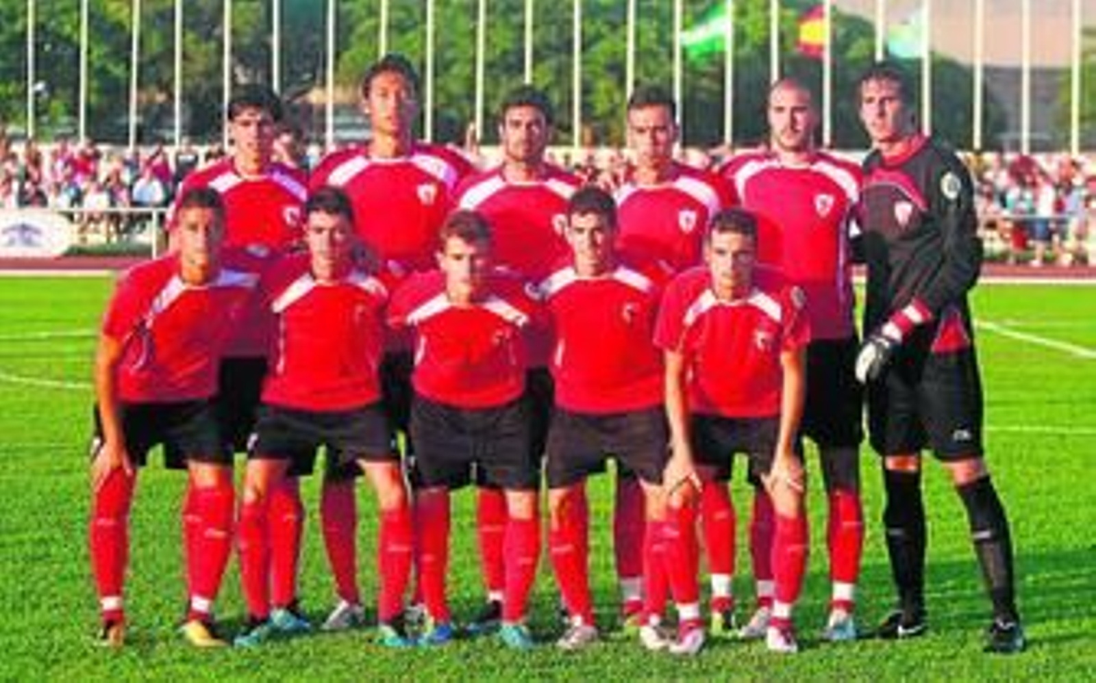 Formación del Sevilla Atlético en un partido de esta campaña.