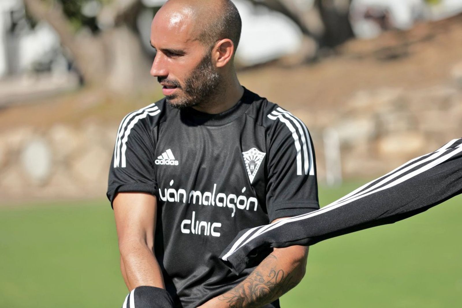 Añón, en el último entrenamiento del Marbella.