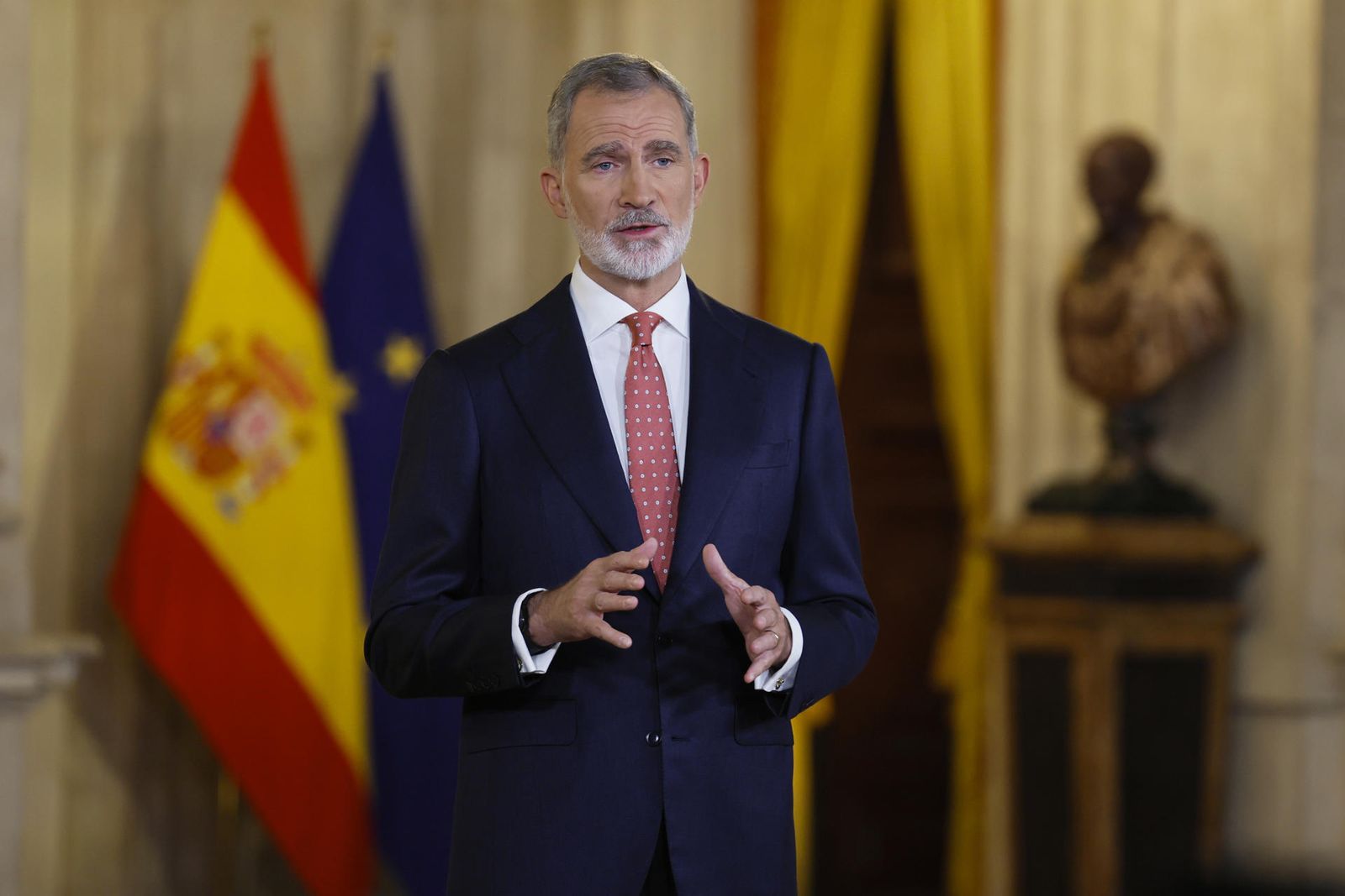 Felipe VI durante un momento de su mensaje de Navidad 2025