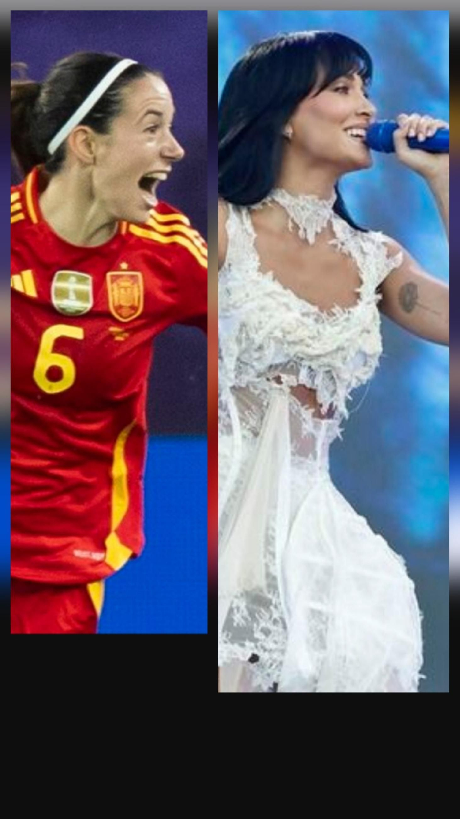 Aitana Bonmatí, la anotadora del gol de la selección este miércoles y Aitana Ocaña, la cantante española más  seguida