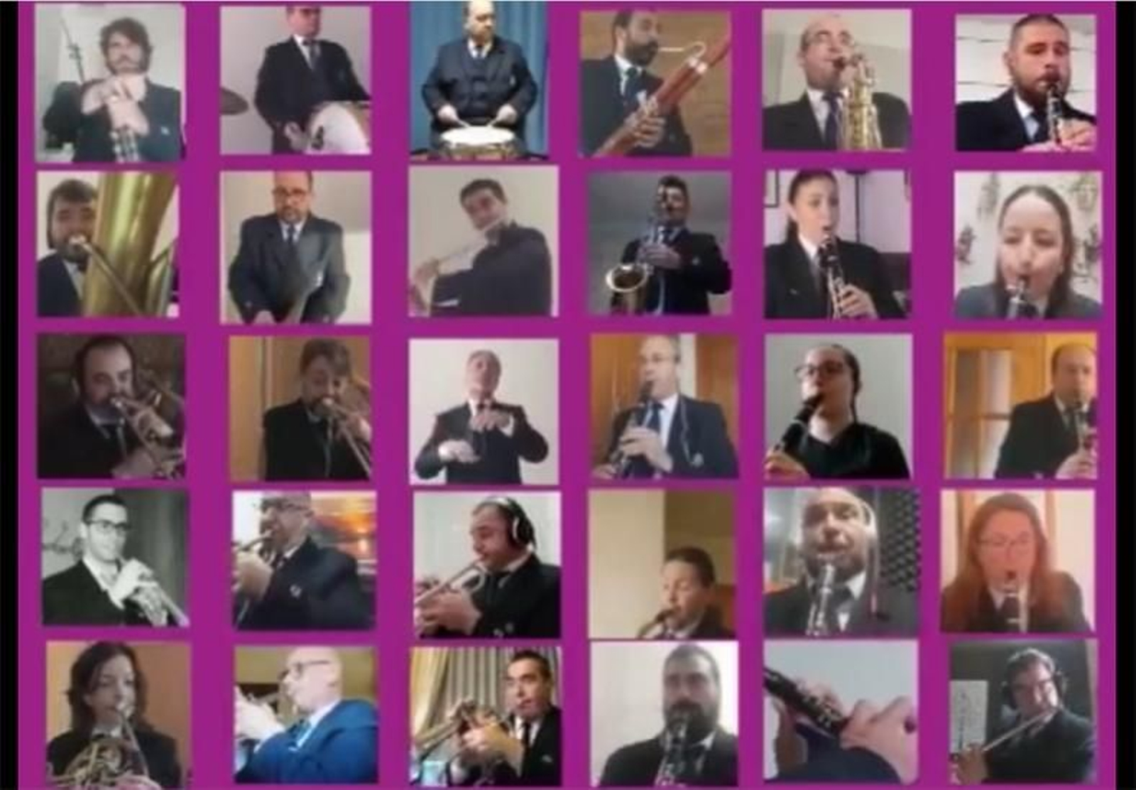 Los miembros de la banda durante el concierto virtual.