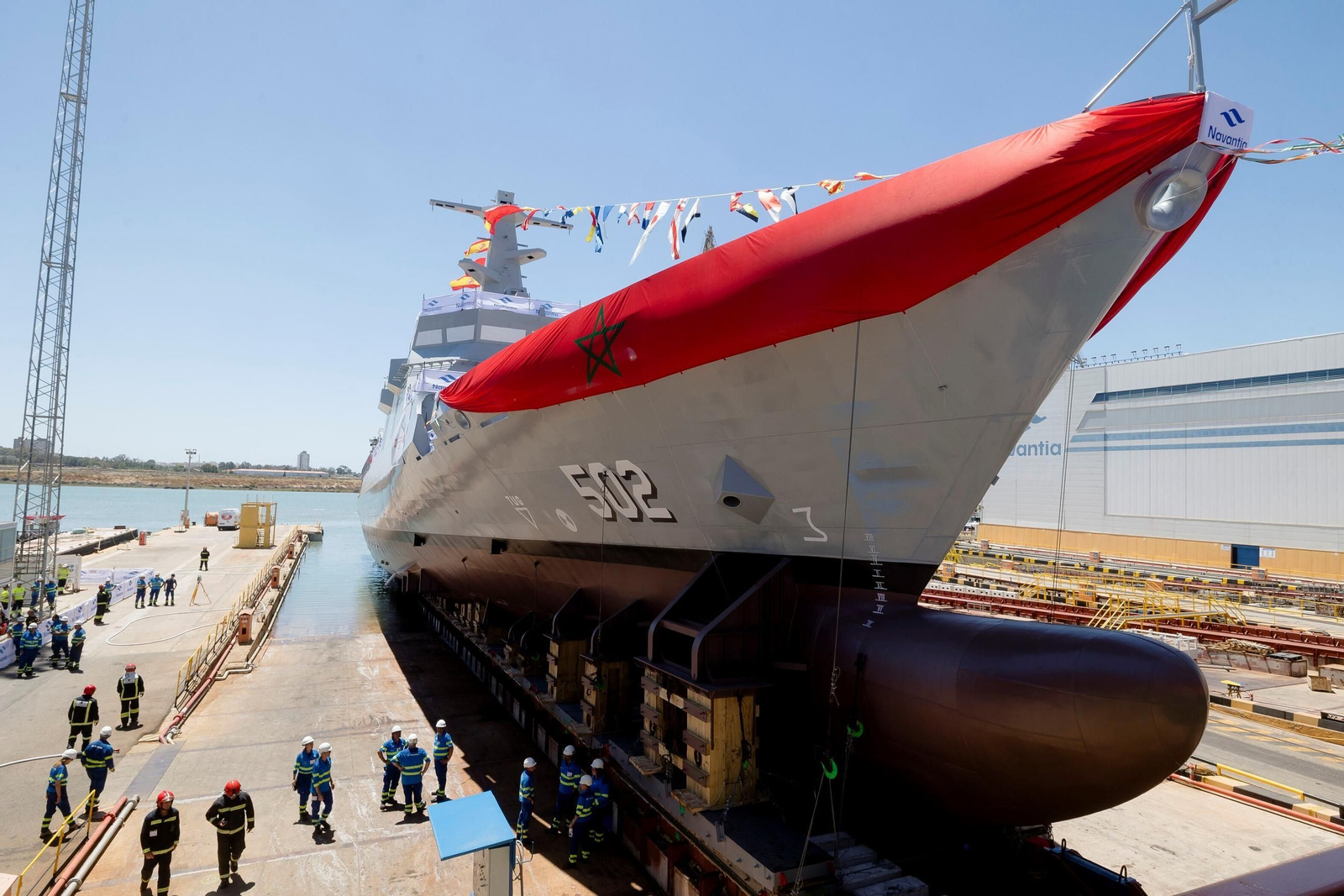 Botadura de un patrullero de altura para Marruecos en el astillero de Navantia San Fernando, de archivo.