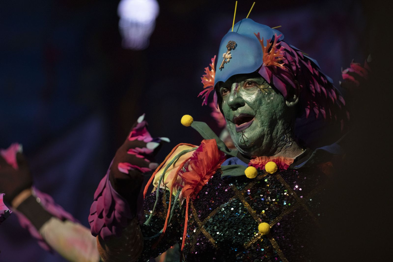 Imágenes de la actuación de la comparsa de Huelva 'El mar de febrero' en el Carnaval Colombino