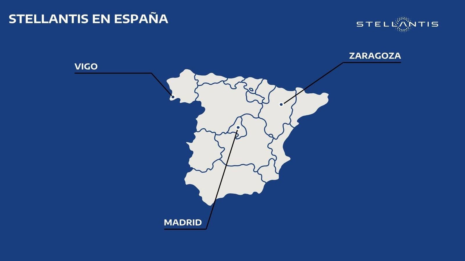 De las tres plantas con las que Stellantis cuenta en territorio español, el grupo ya ha definido el futuro de las dos de mayor tamaño, las de Vigo y, en las cercanías de Zaragoza, la de Figueruelas. De las tres plantas con las que Stellantis cuenta en territorio español, el grupo ya ha definido el futuro de las dos de mayor tamaño, las de Vigo y, en las cercanías de Zaragoza, la de Figueruelas.