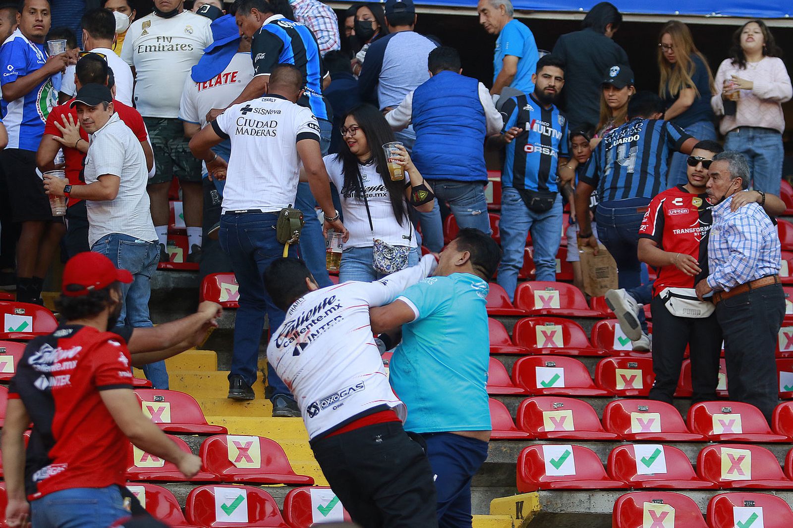 Las imágenes de la pelea en el fútbol mexicano entre Querétaro y Atlas