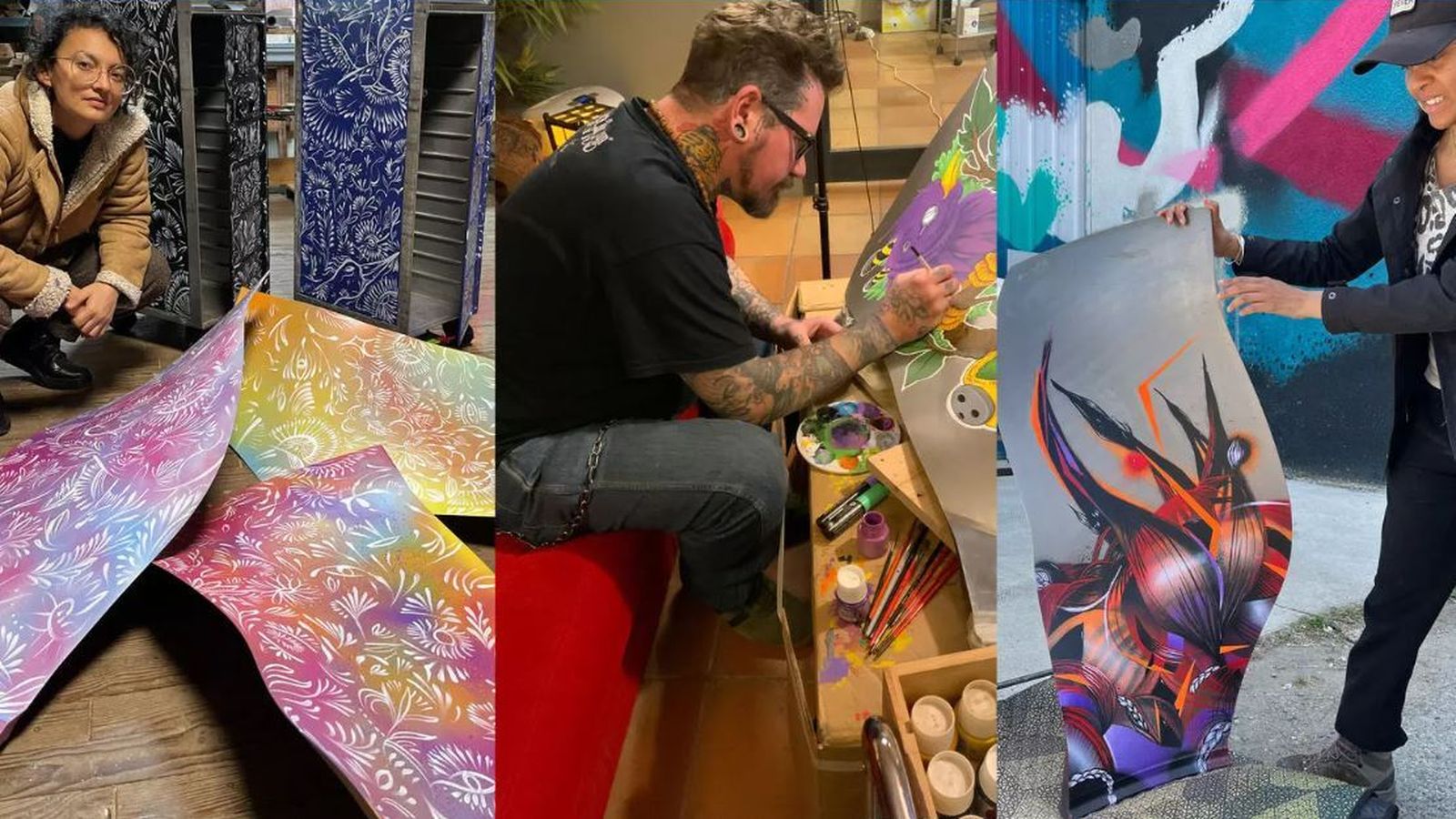 Algunos de los artistas que han plasmado su obra en partes del avión