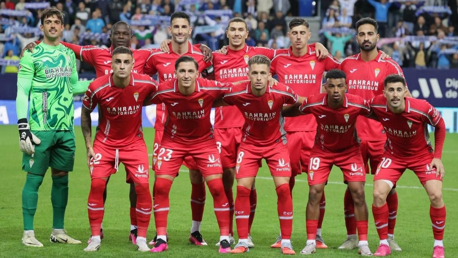El once inicial del Córdoba CF en su partido ante el Málaga en La Rosaleda.