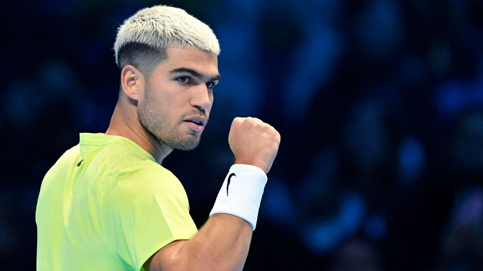 El tenista español Carlos Alcaraz durante un partido de las ATP Finals