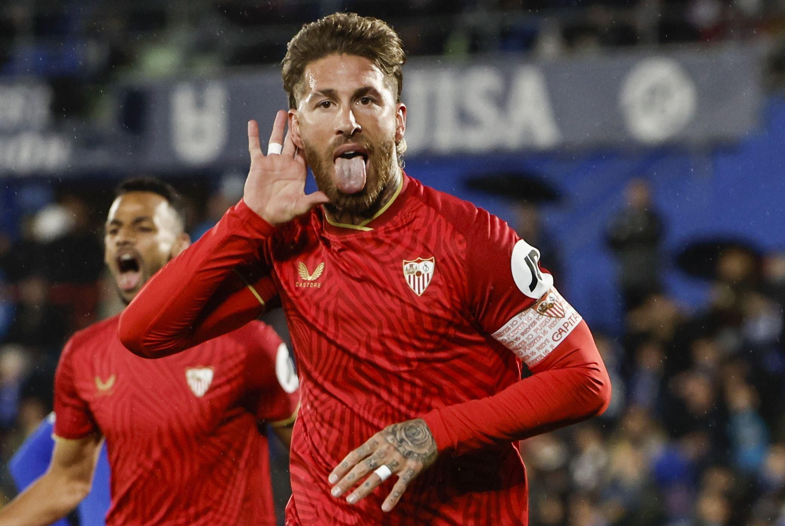 Sergio Ramos celebra su gol ante el Getafe, en los cuartos de final de la Copa del Rey