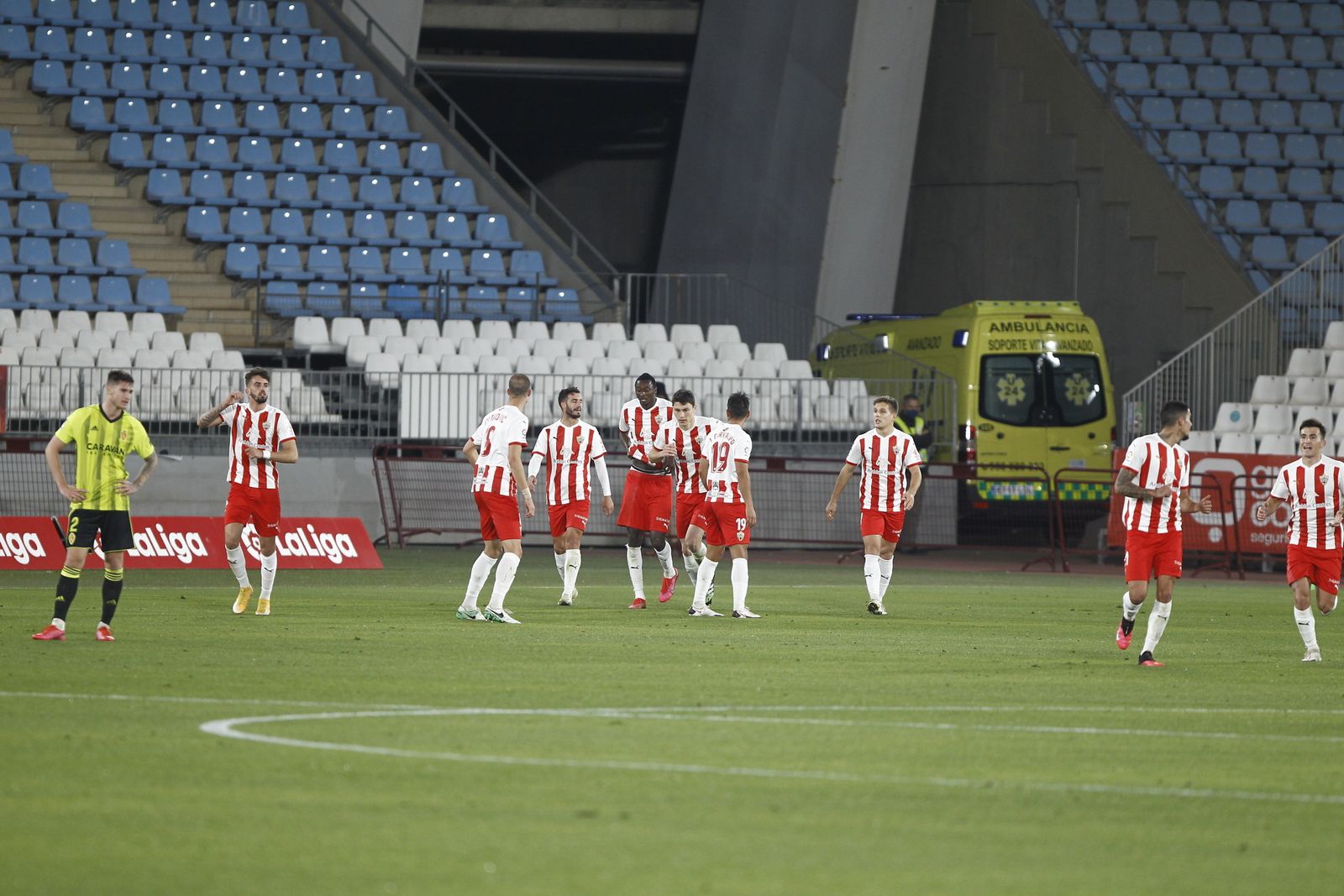 Celebración del gol ante el Zaragoza.