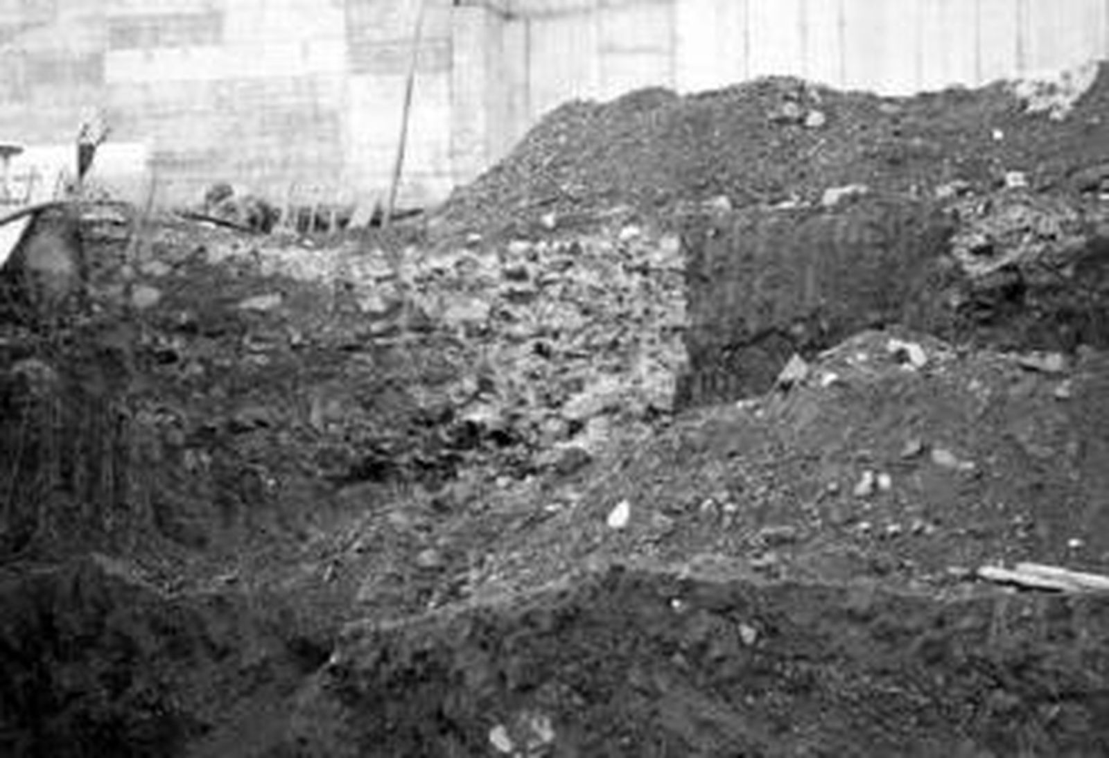 Parte del acueducto afectado por los trabajos de una máquina excavadora.