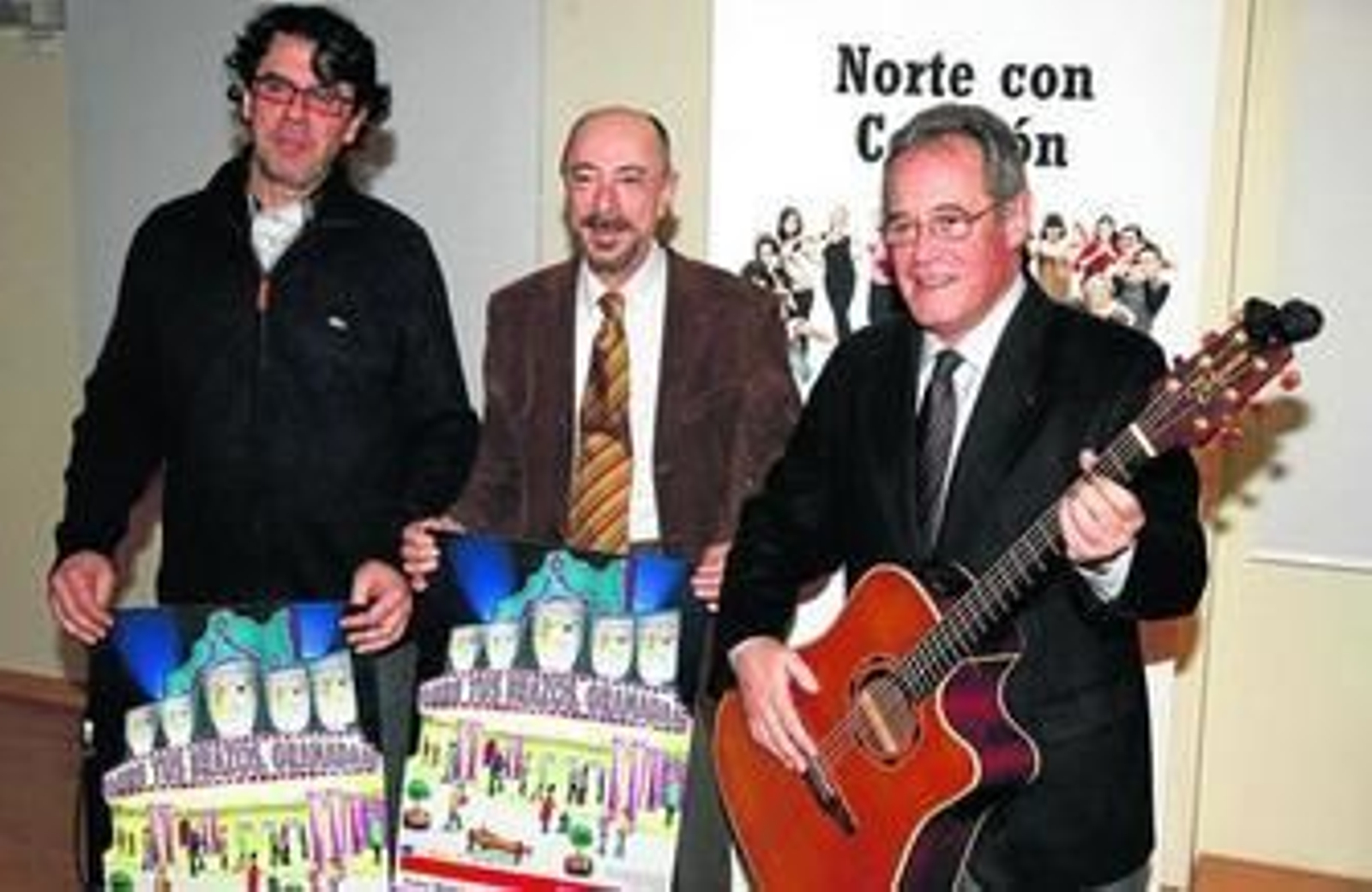 Los responsables del proyecto, ayer en la presentación del musical.