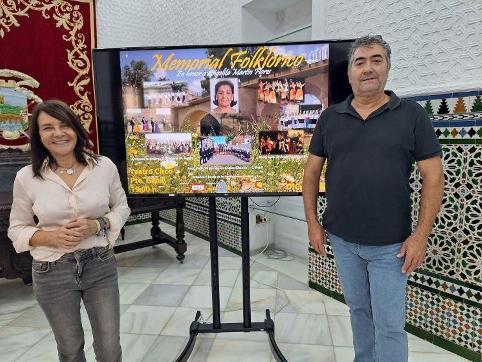 María Delgado y Fran Pina en la presentación del homenaje a Angelita Martín Flores