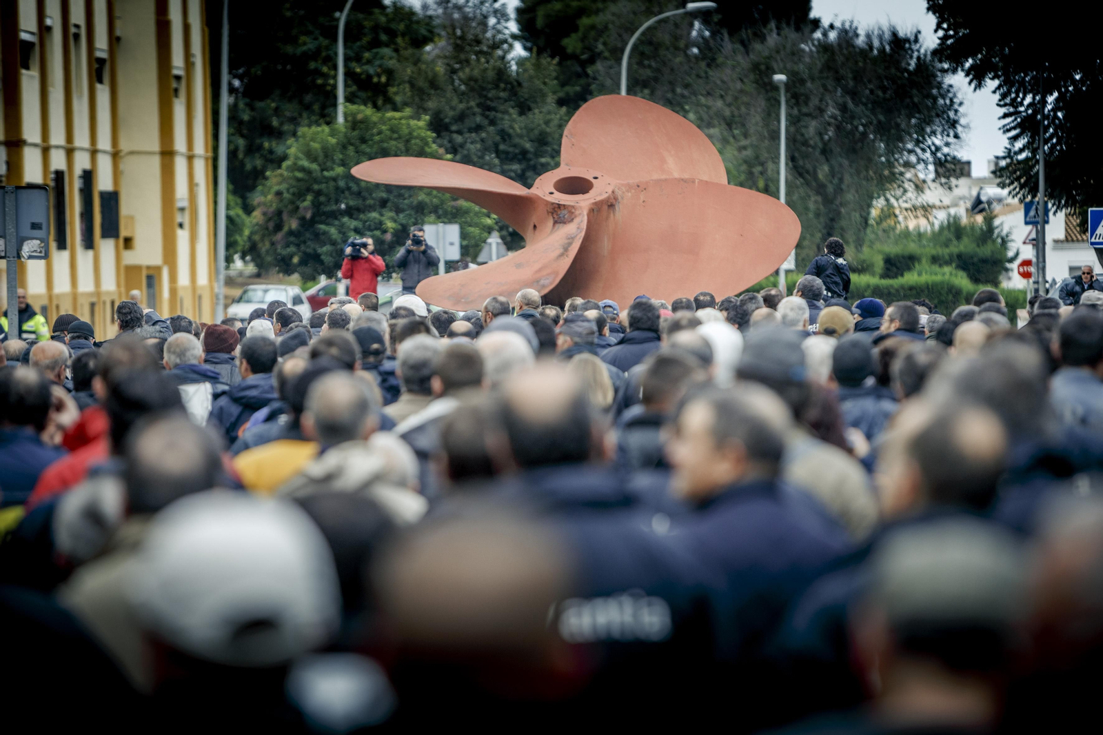 Imagen de archivo de una manifestación de las plantillas de Navantia en Puerto Real.