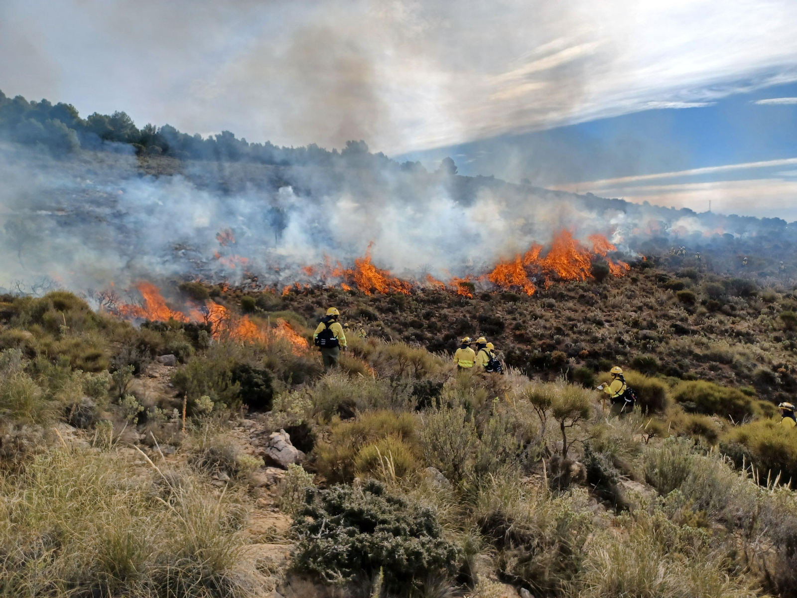 Quema prescrita del Infoca en Cortijo Clavero de Dalías