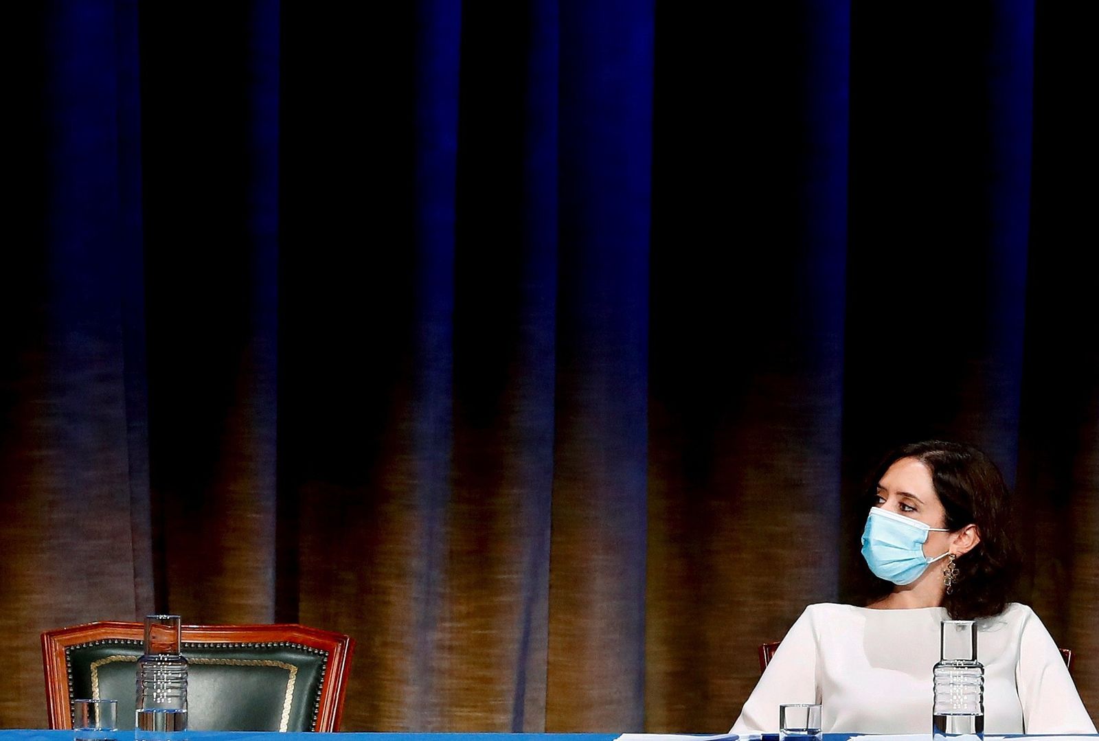 La presidenta de la Comunidad de Madrid, Isabel Díaz Ayuso, durante la ceremonia de apertura del curso universitario 2020-2021, el miércoles.