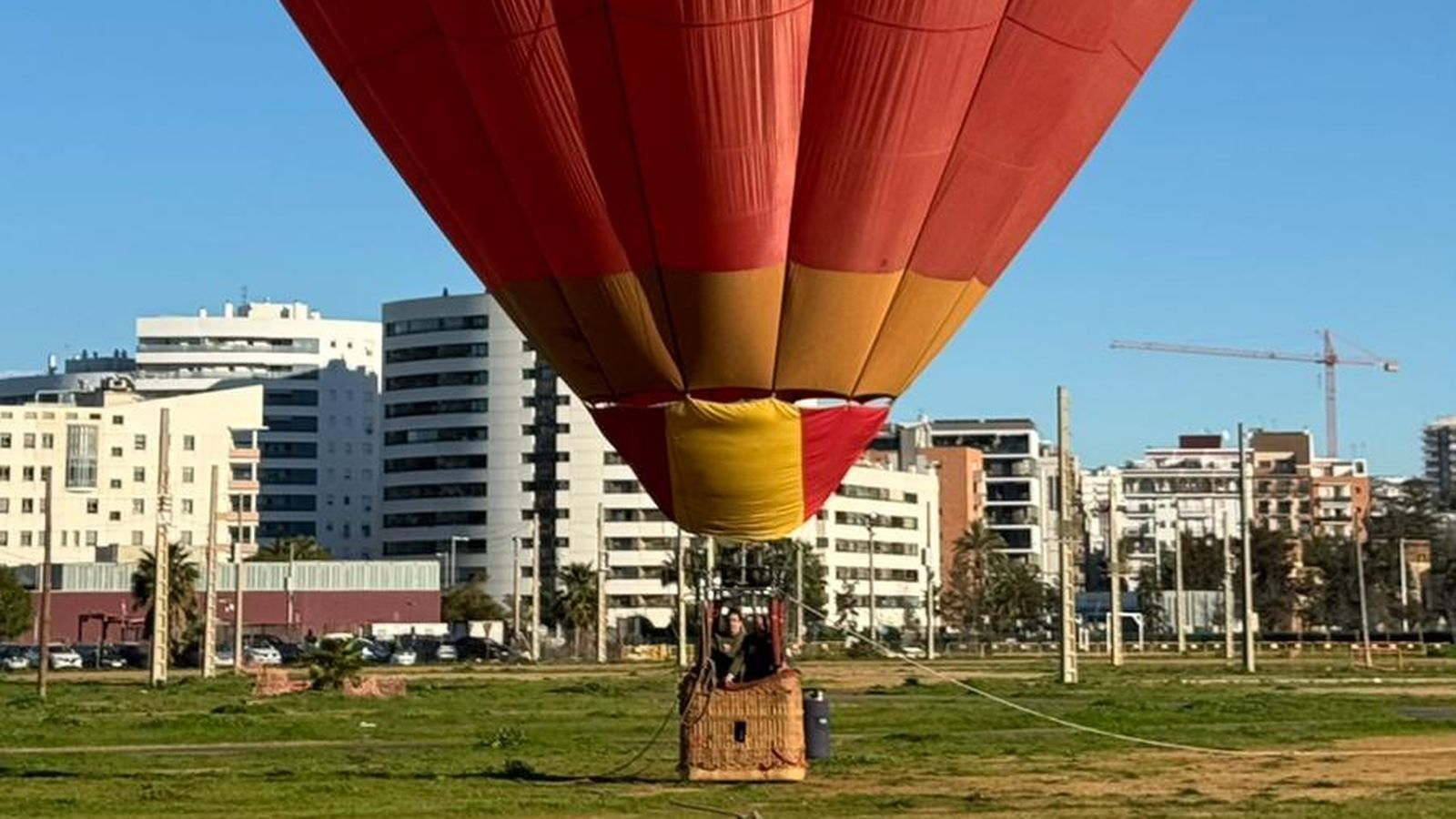 El globo aerostático, de cerca.