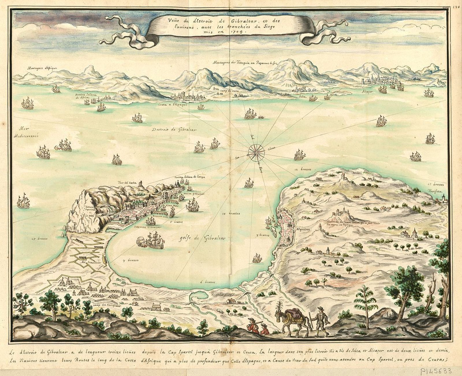 Gibraltar en 1704, por Louis Boudan. Bibliothèque Nationale de France.