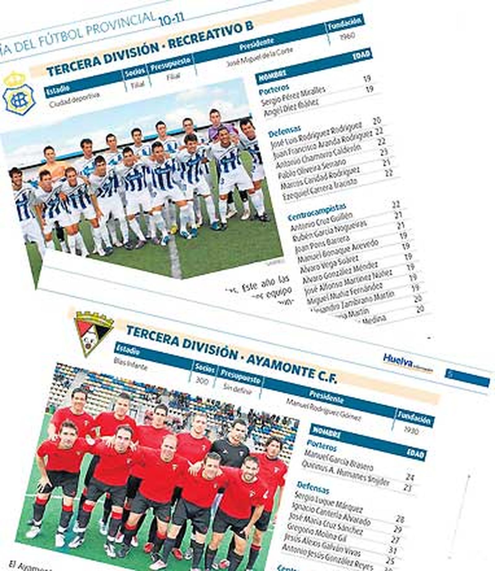 Huelva Información te ofrece la Guía del fútbol provincial 2010/2011