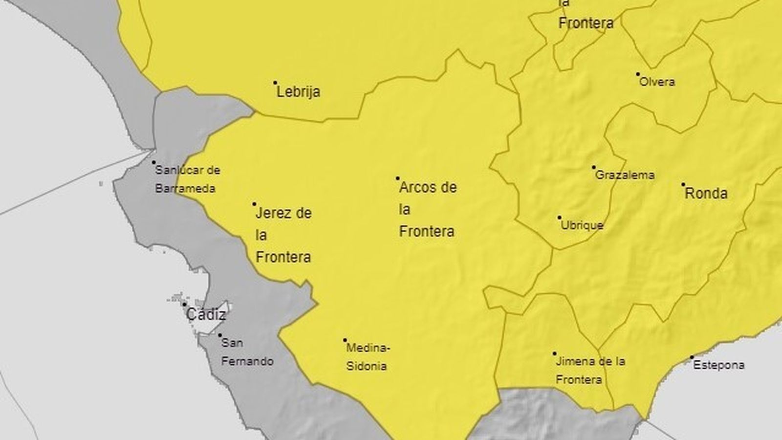 Alerta amarilla en Jerez y buena parte de la provincia