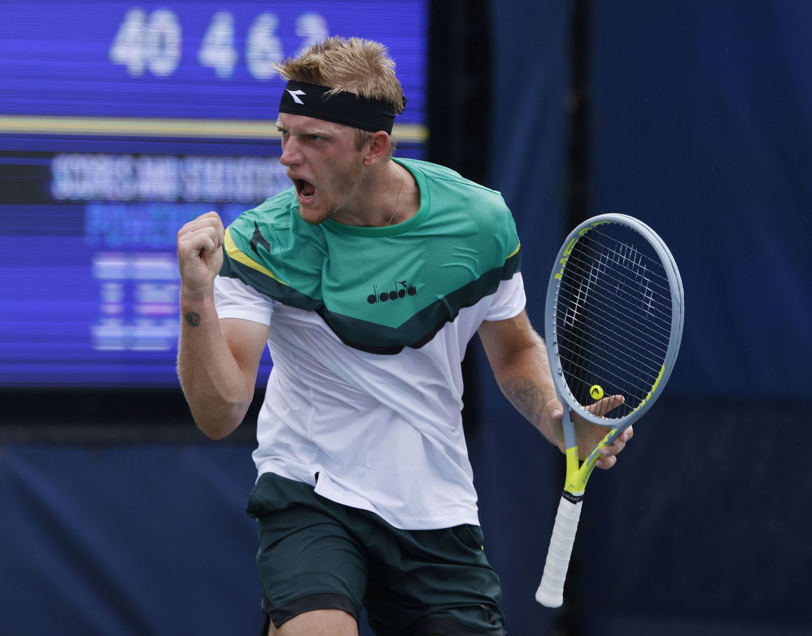 Davidovich celebra un punto en el US Open.