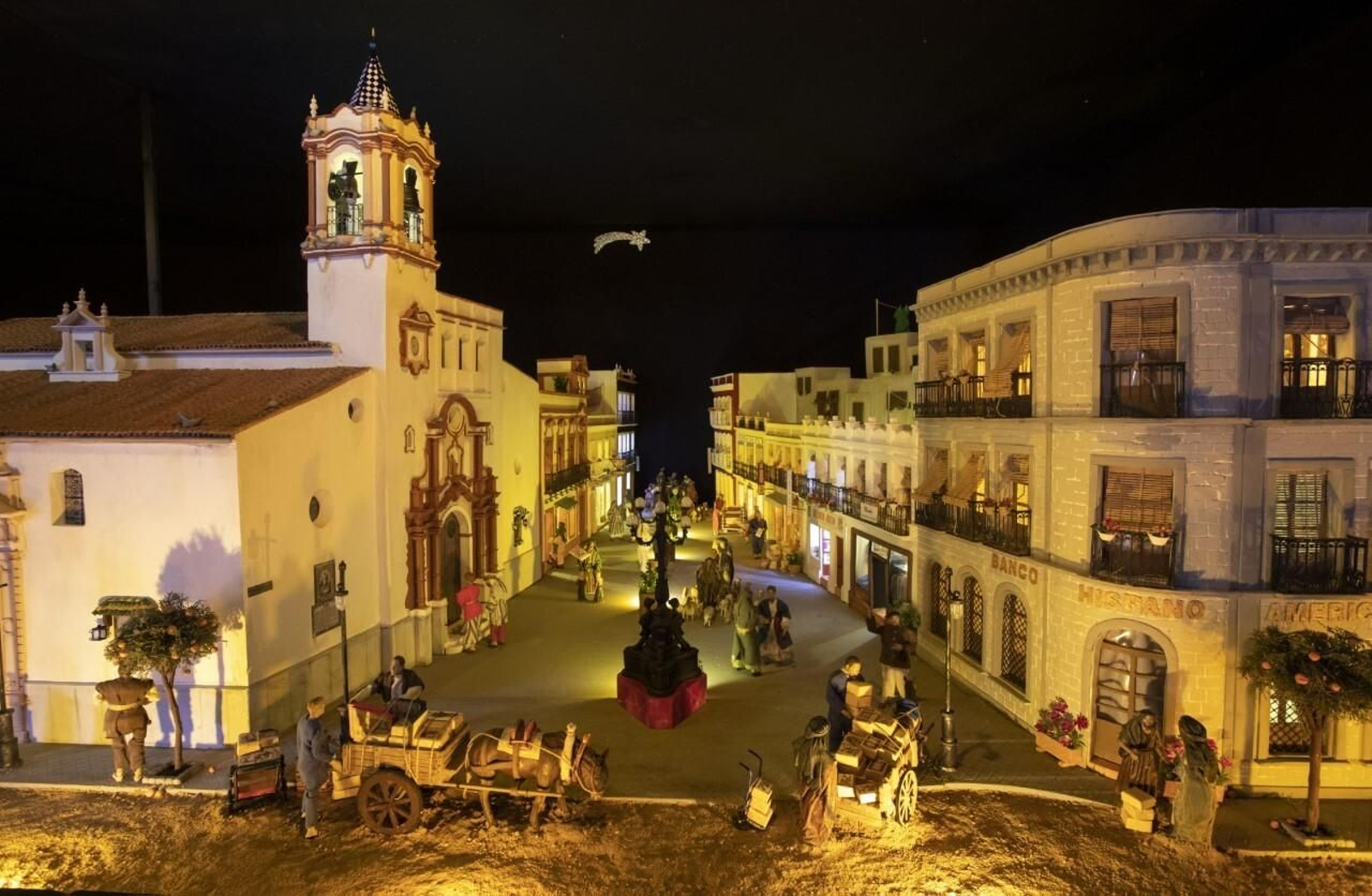 El Belén cuenta con muchos detalles y se ha inspirado en la Huelva antigua.