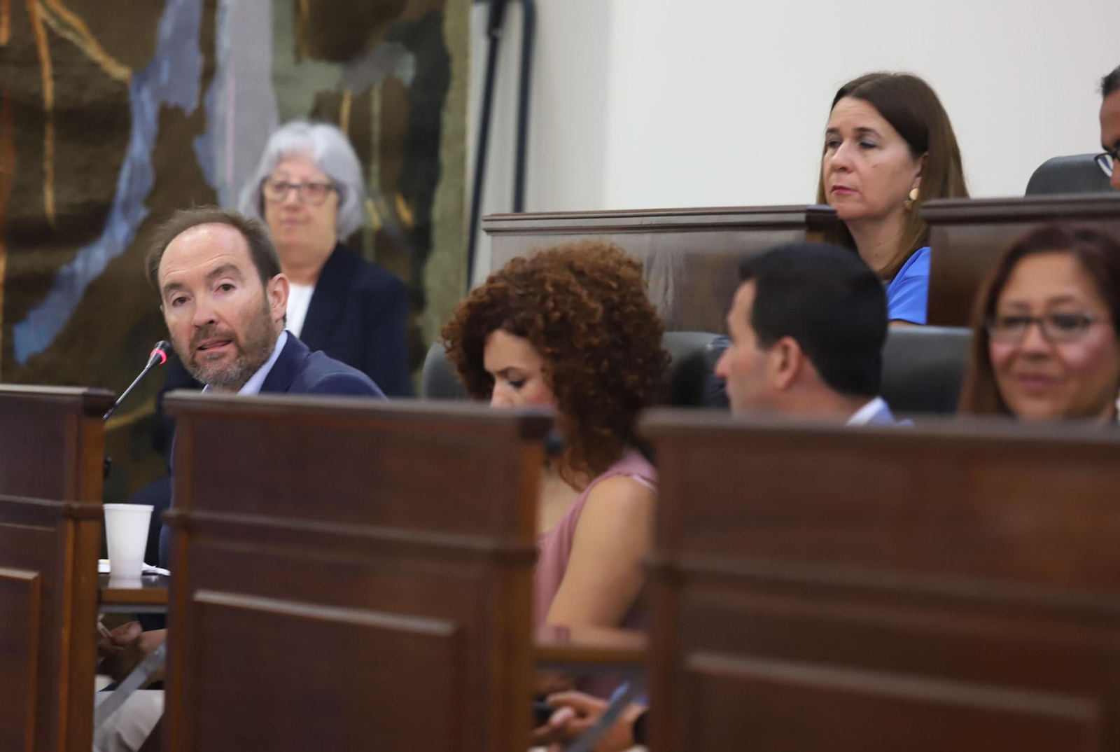 Bancada socialista en una de las más recientes sesiones plenarias de la Diputación.